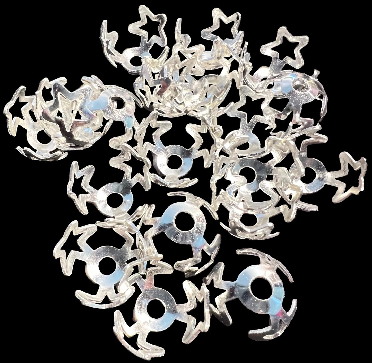 20 PCS-15mm Silver Star Bead Caps image 0