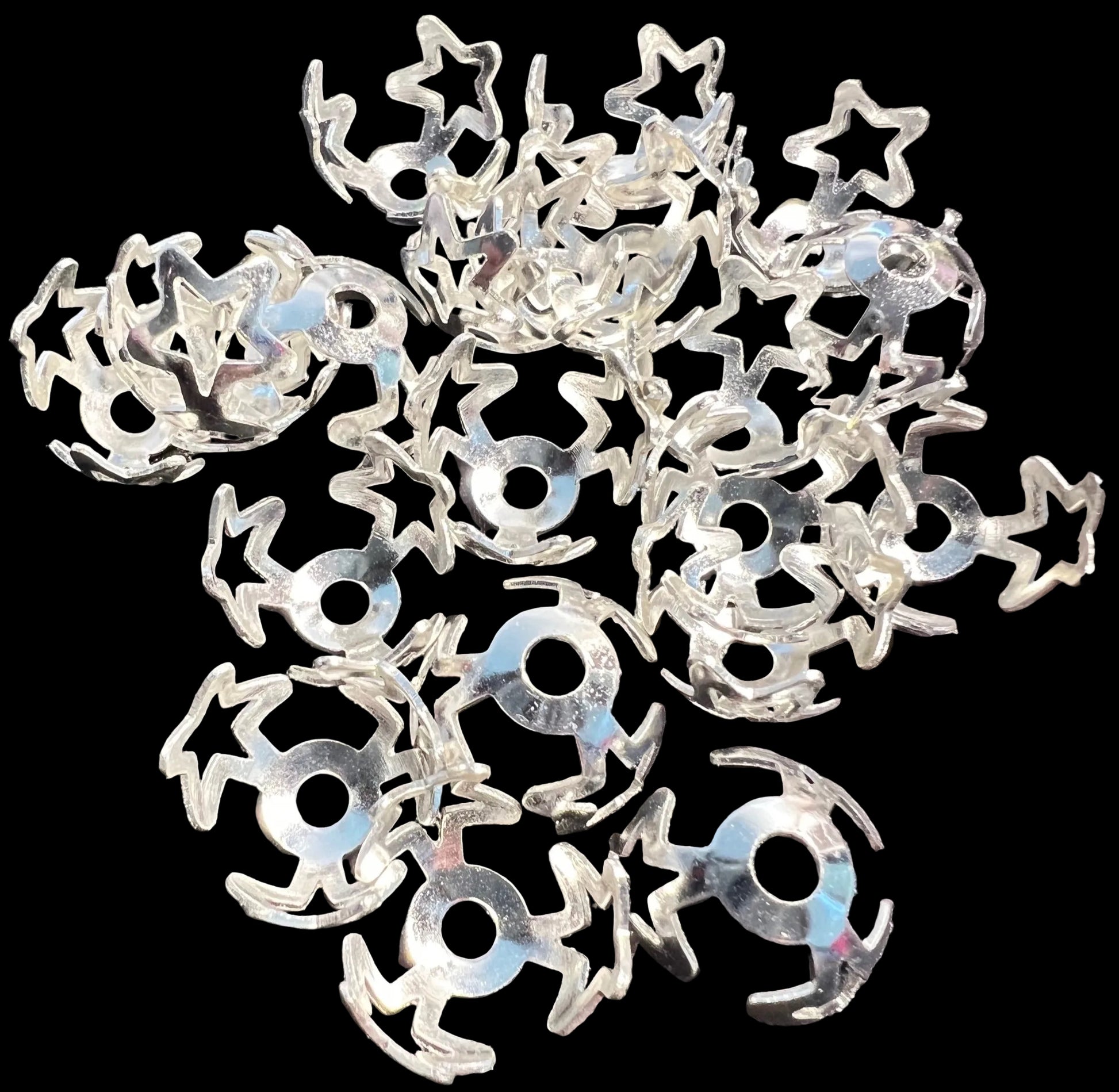 20 PCS-15mm Silver Star Bead Caps image 0