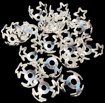 20 PCS-15mm Silver Star Bead Caps image 0
