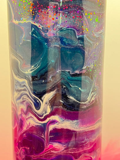 (1)- RTS 30oz Straight Pink/purple/teal/blue MILKY WAY ink/glitter Epoxy Tumbler image 3