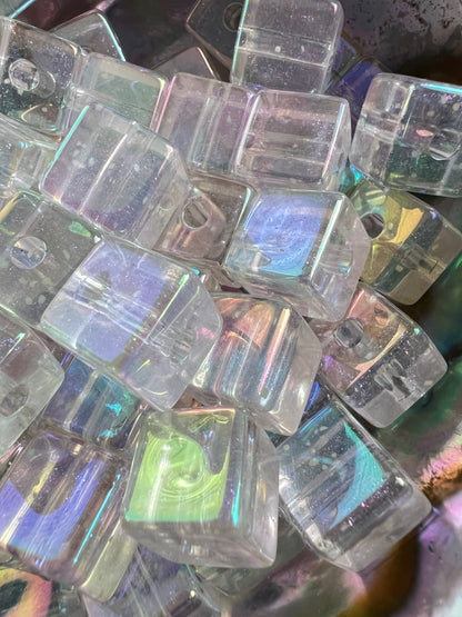 10 PCS- 12mm Luminous Clear/Transparent Acrylic Galaxy Shimmer Confetti Beads image 1