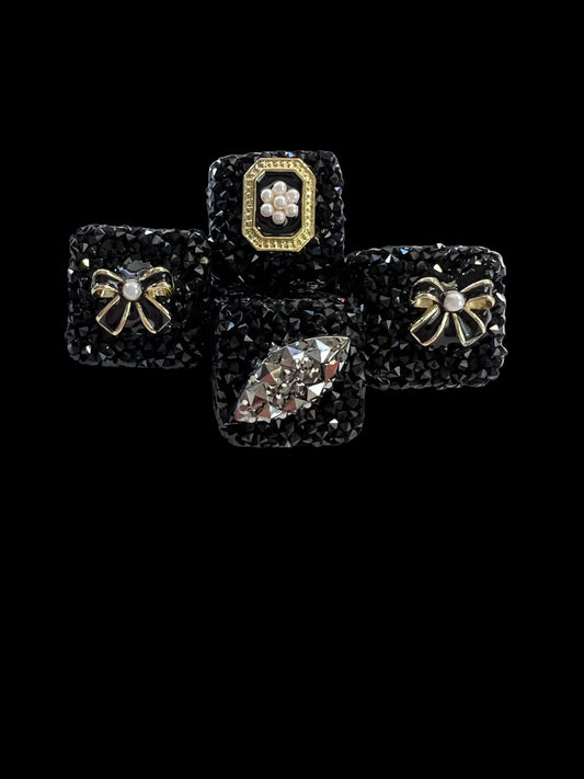 4 PCS- 16mm  DIAMONDS & BOWS Fashion Rhinestone Charm Sugar Coated  Focal image 0