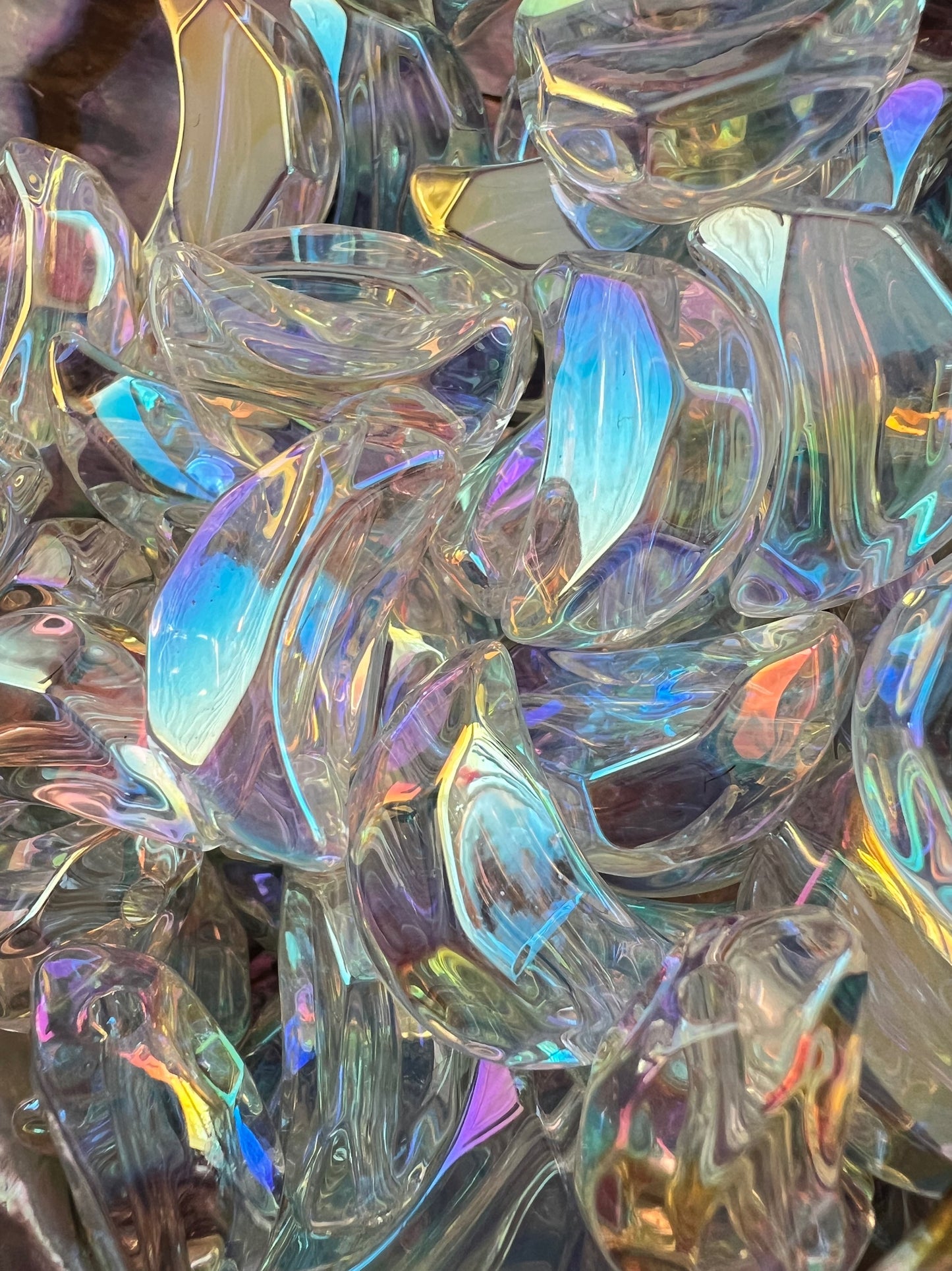 10 PCS- 23mm 3D Clear UVAB MOONS Diamond Faceted Cut Acrylic Beads image 1