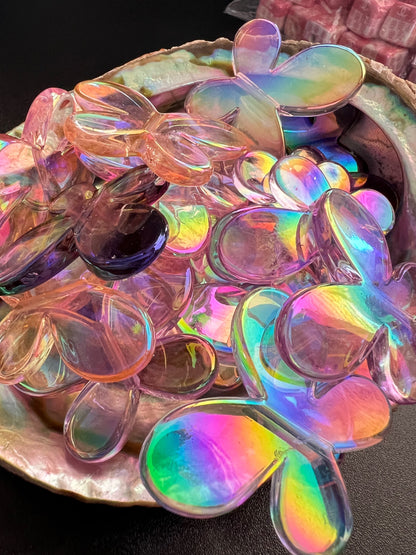 5 PCS- 33mm 3D Flat Butterfly UVAB Multicolored Iridescent Beads image 2