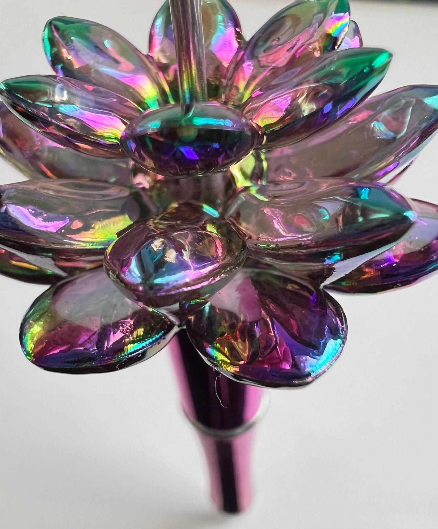 5 SETS-15 Pieces 38mm Lotus Flower Beads Aura Black UVAB Iridescent Rainbows image 2