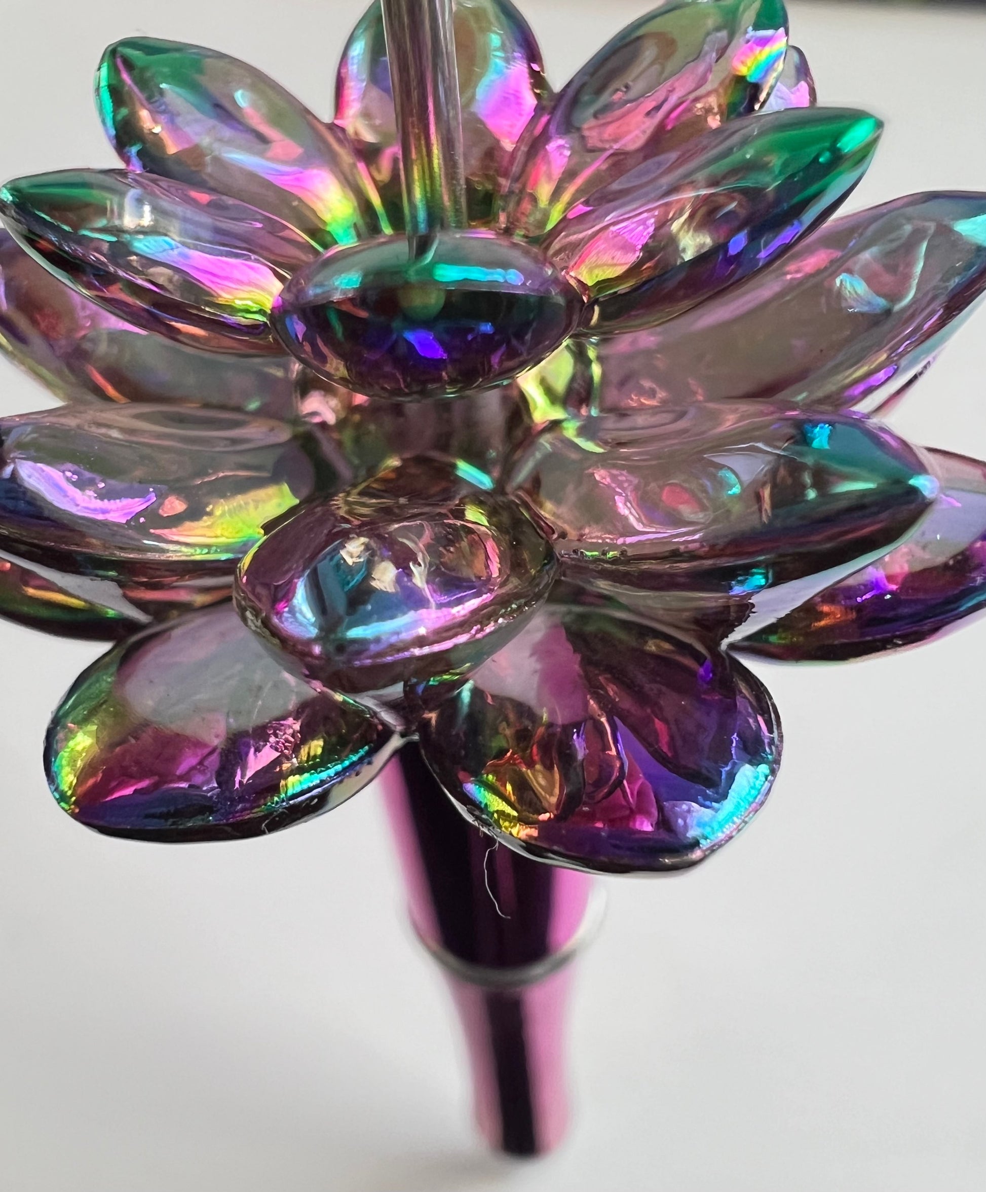 5 SETS-15 Pieces 38mm Lotus Flower Beads Aura Black UVAB Iridescent Rainbows image 2