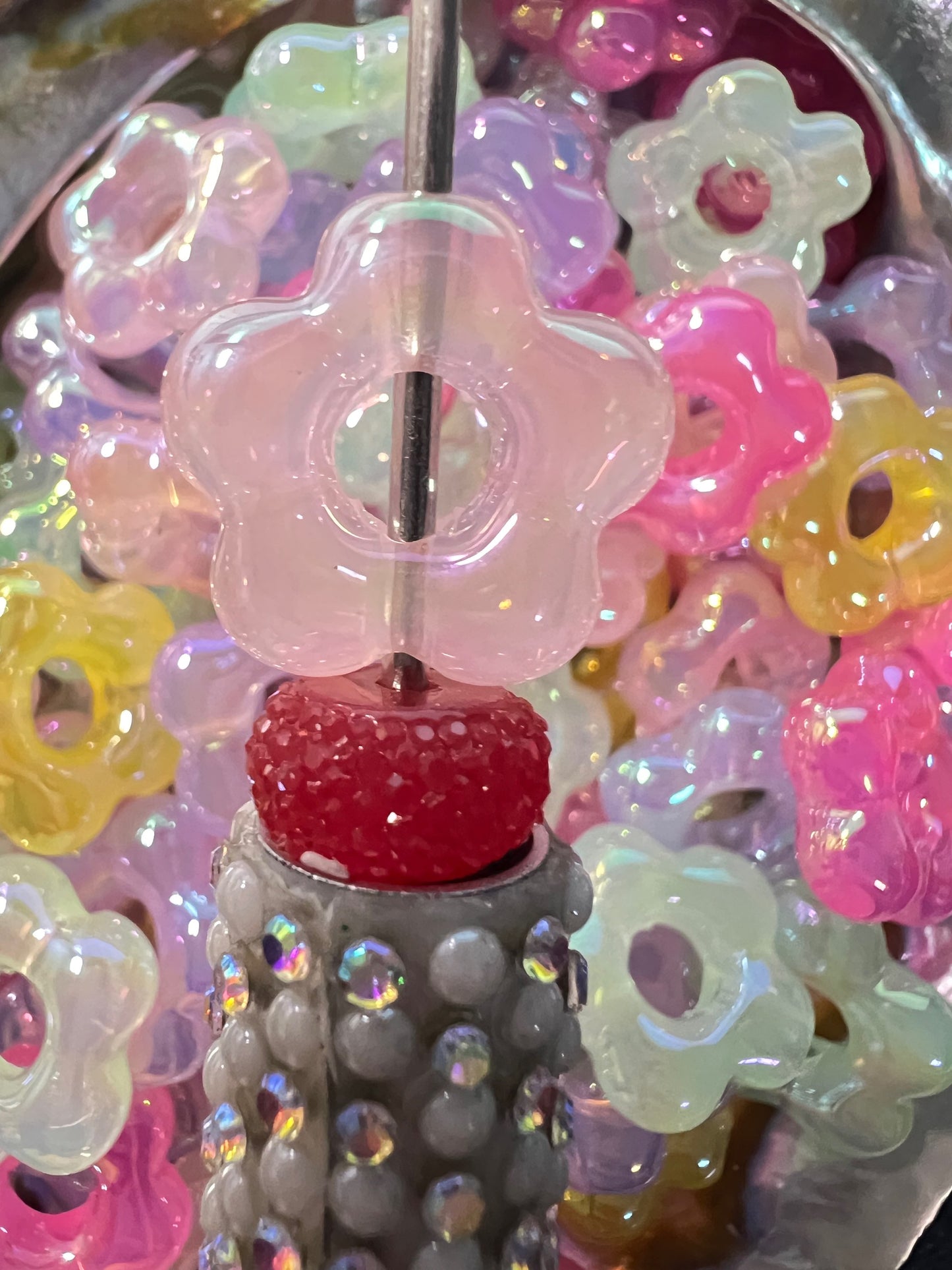 10PCS- 19mm Acrylic UVAB  Mixed Colors Flower Spacers/Frames/Acrylic Beads image 2