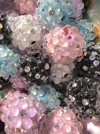 5 PCS- 19mm Fancy Round Mixed Colors Flowers/Rhinestones/Gems/ Clay Beads image 1