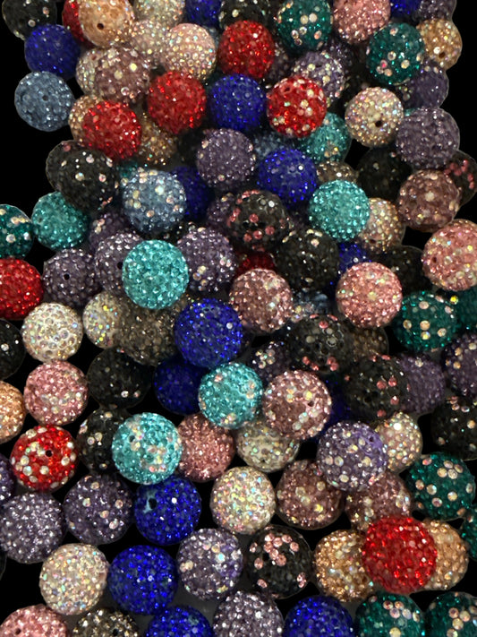 R105- (10PCS) 16mm Multicolored Round Clay Rhinestone Beads for DIY