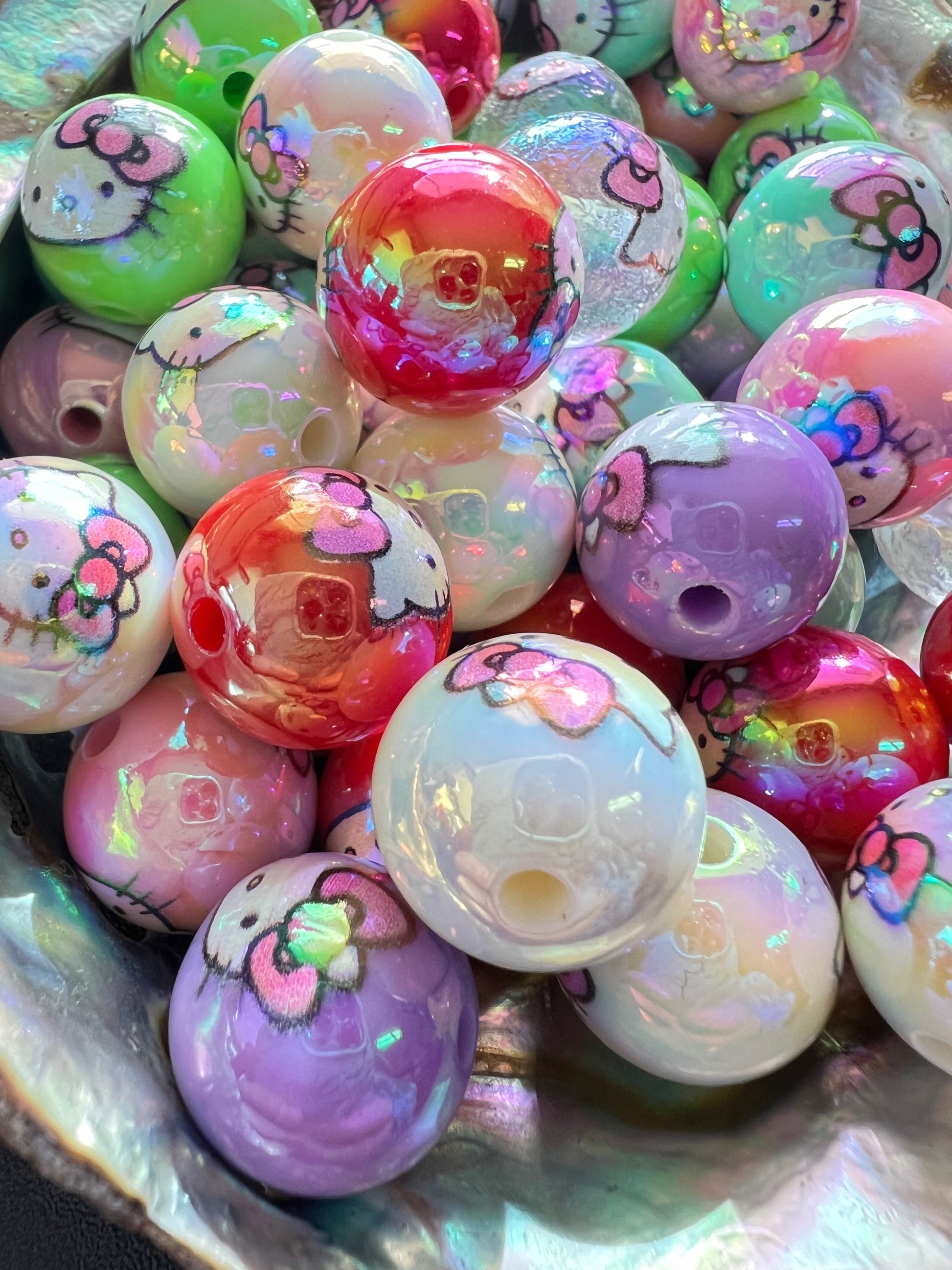 10 PCS - 16mm HK Round UVAB Rainbow Mix Acrylic Beads image 1