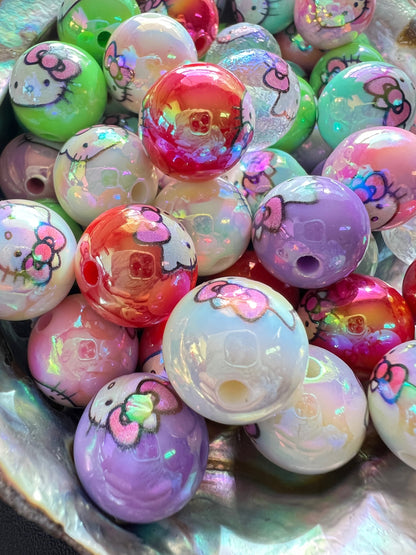 10 PCS - 16mm HK Round UVAB Rainbow Mix Acrylic Beads image 1