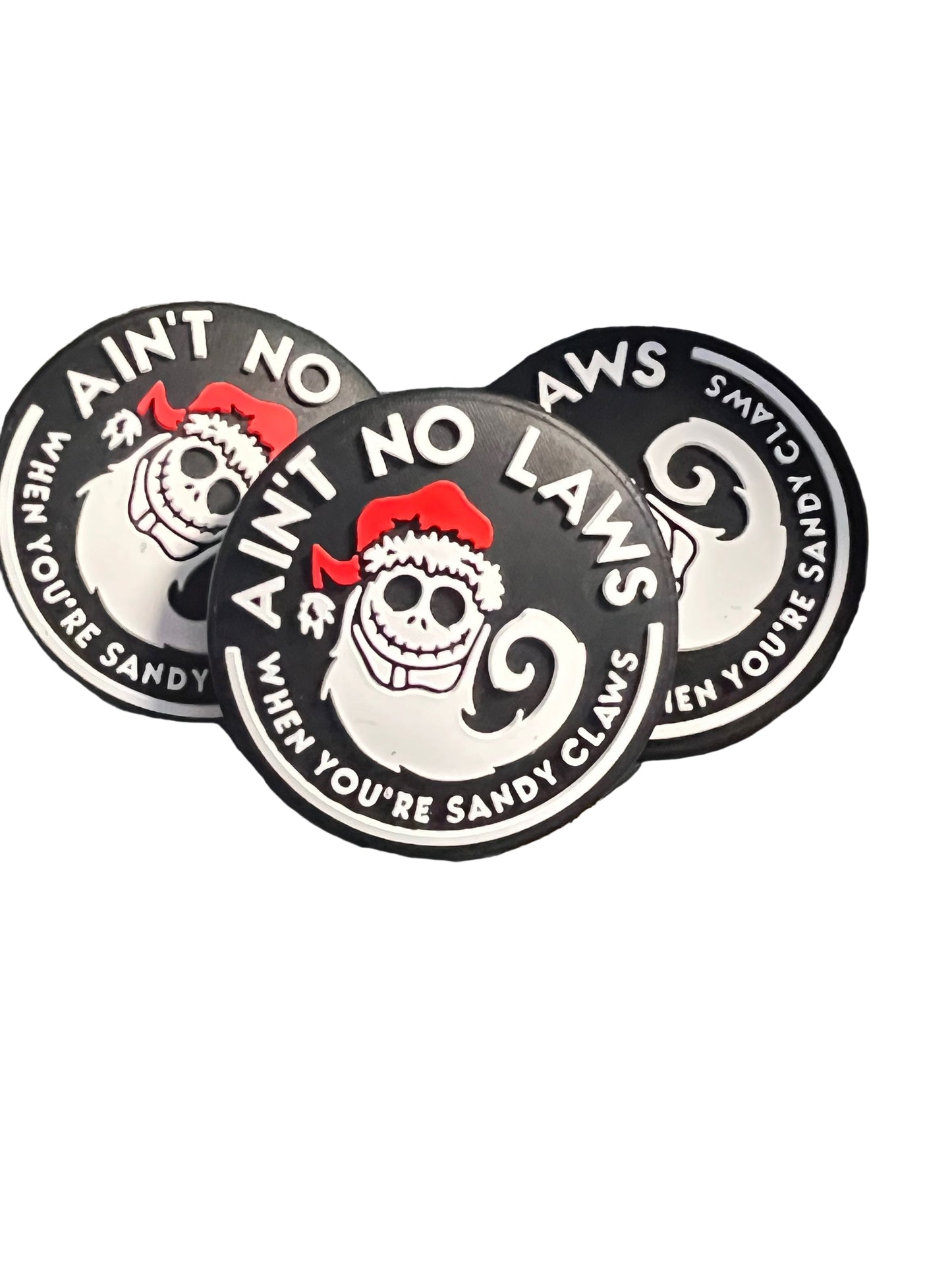 (1)PC-  Round- Ain't No Laws when you're Sandy Claws/Jack Santa Round Focal Bead image 0