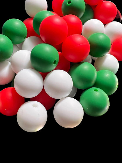 10PCS- 15mm Round Red/Green/White Matte/Silicone Bead image 1