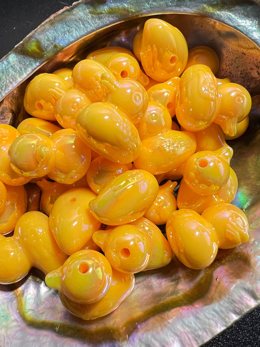 5 PCS- 22mm 3D Yellow Ducky UVAB Aura Coated Acrylic Bead image 0
