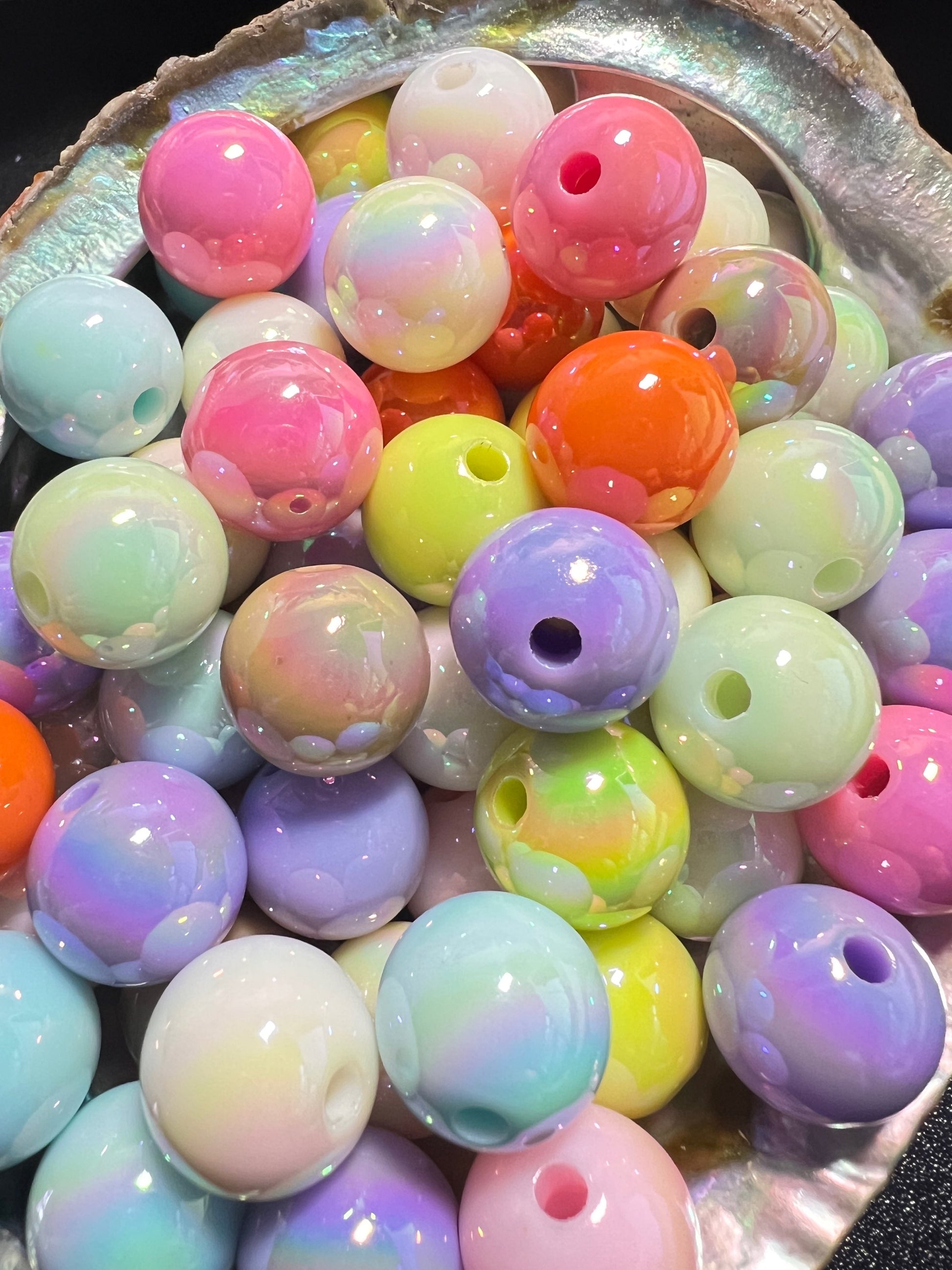 10 PCS-16mm Multicolor Pastel AURA UVAB Iridescent Rainbow Acrylic Beads image 0