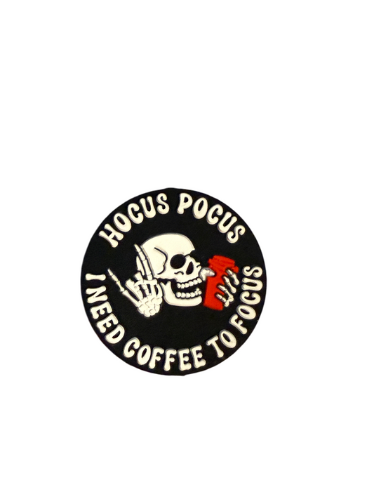 F/COF18 (1)PC 1.1" H0cus P0cus I need coffee to focus W/Skeleton/Coffee Focal Bead for DIY Keychains, Wristlets, Cup Charms, Car Charms ETC