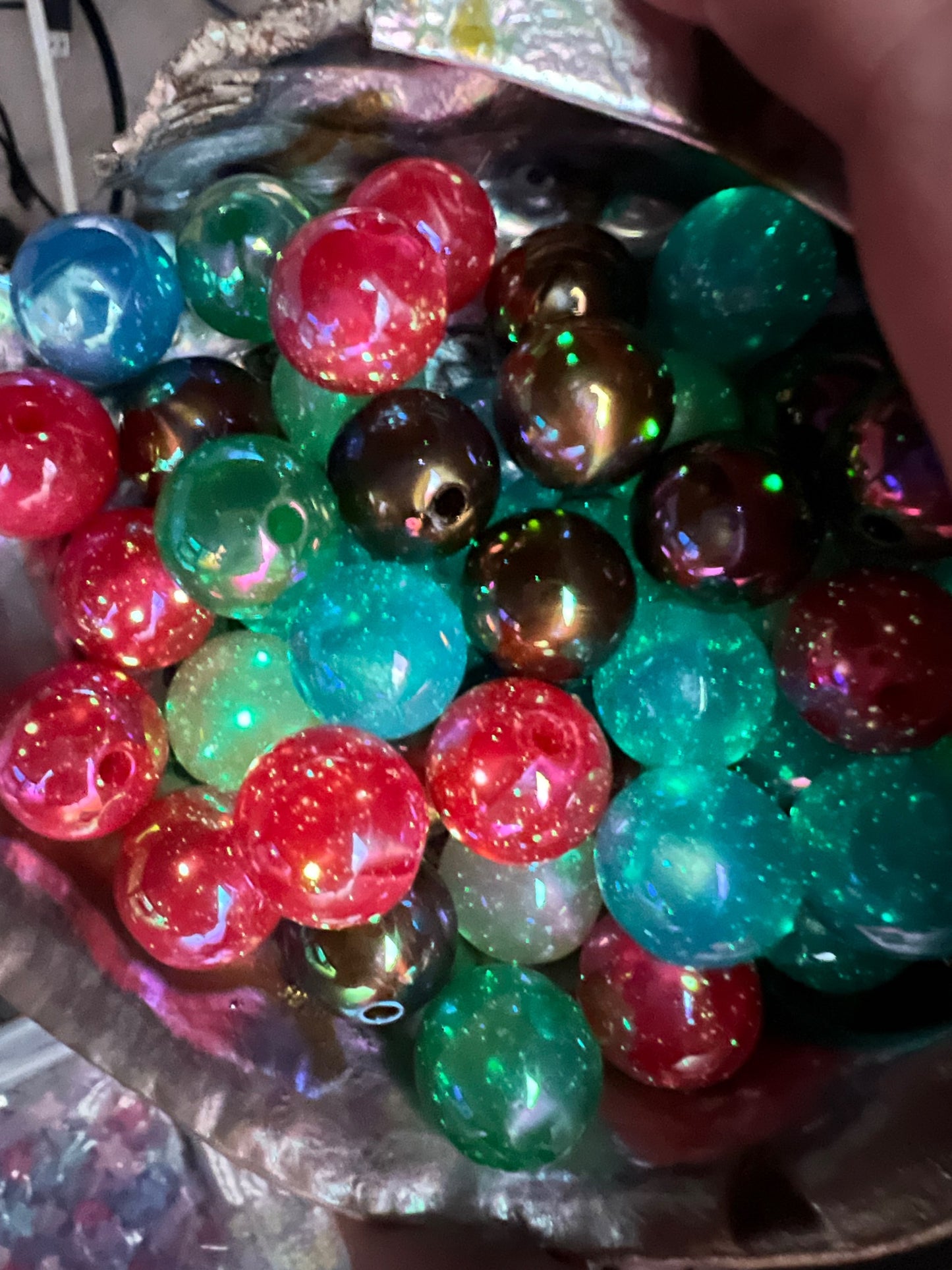 10 PCS -16mm STUNNING GLOW Rainbow Colors Galaxy UVAB Glitter Shimmer Acrylic image 3