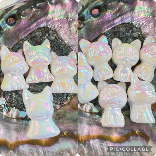 (1)PC- Choose GLOW WHITE UVAB Egyptian Mau OR French Bull Dog Acrylic Bead image 0