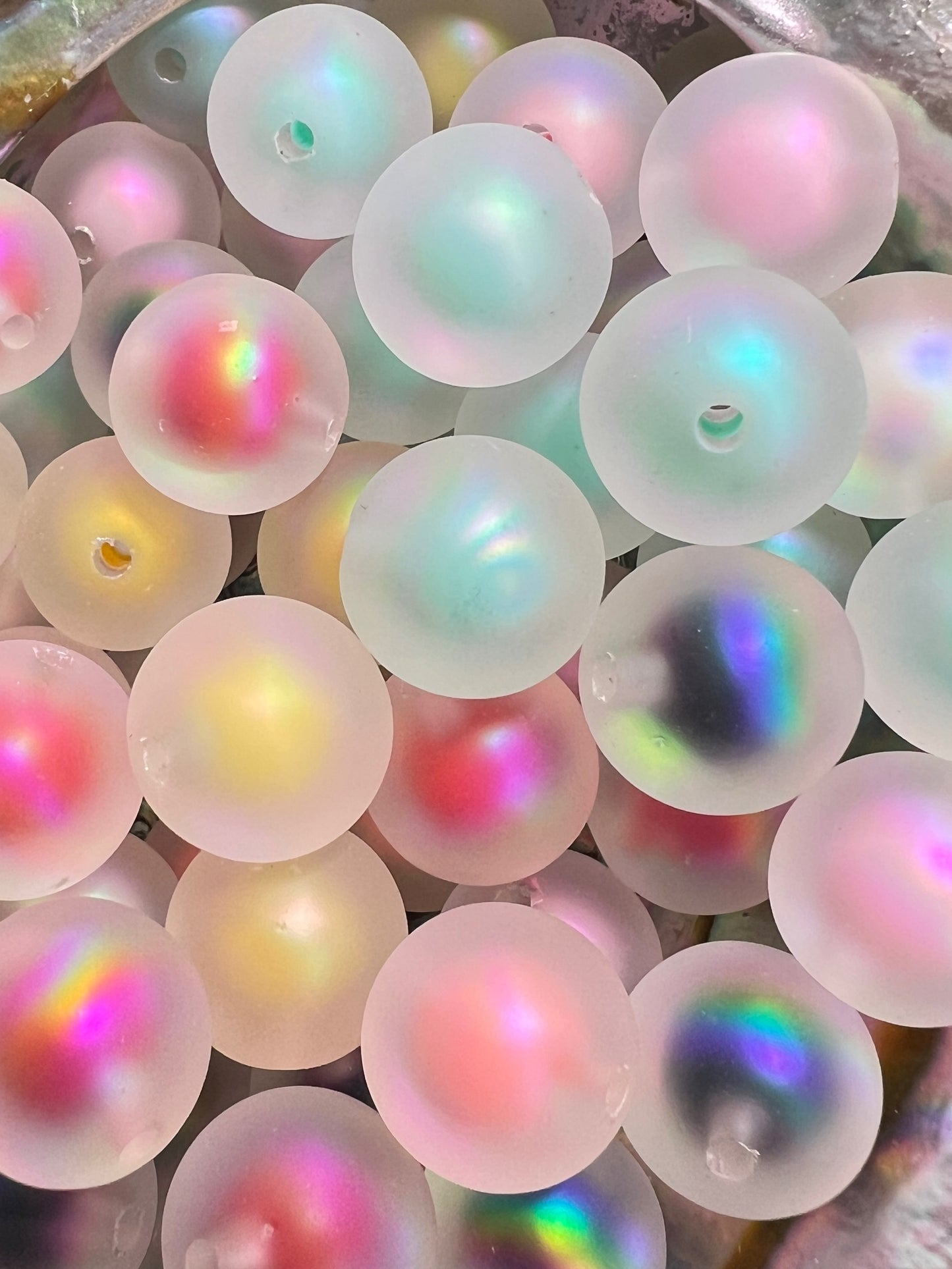10 PCS- 15mm Matte Double Layer Aura Mix Colors UVAB Opaque Acrylic Beads image 2