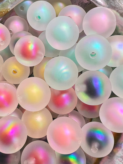 10 PCS- 15mm Matte Double Layer Aura Mix Colors UVAB Opaque Acrylic Beads image 2