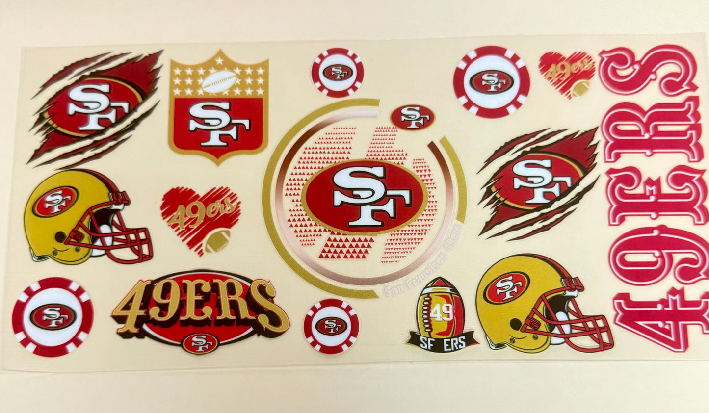 C322- (1PC) 49ERS 16OZ UV DTF Transfer Wrap/Sticker for Cup/Tumbler