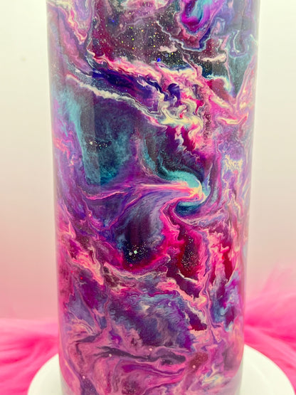 (1)- RTS 30oz Straight Pink/purple/teal/blue MILKY WAY ink/glitter Epoxy Tumbler image 2