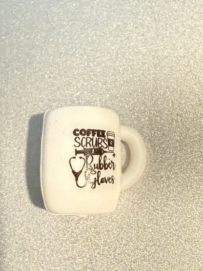 F/COF19 (1)PC 0.80" Choose Your Quote Coffee Mug Focal Bead for DIY Keychains, Wristlets, Cup Charms, Car Charms ETC