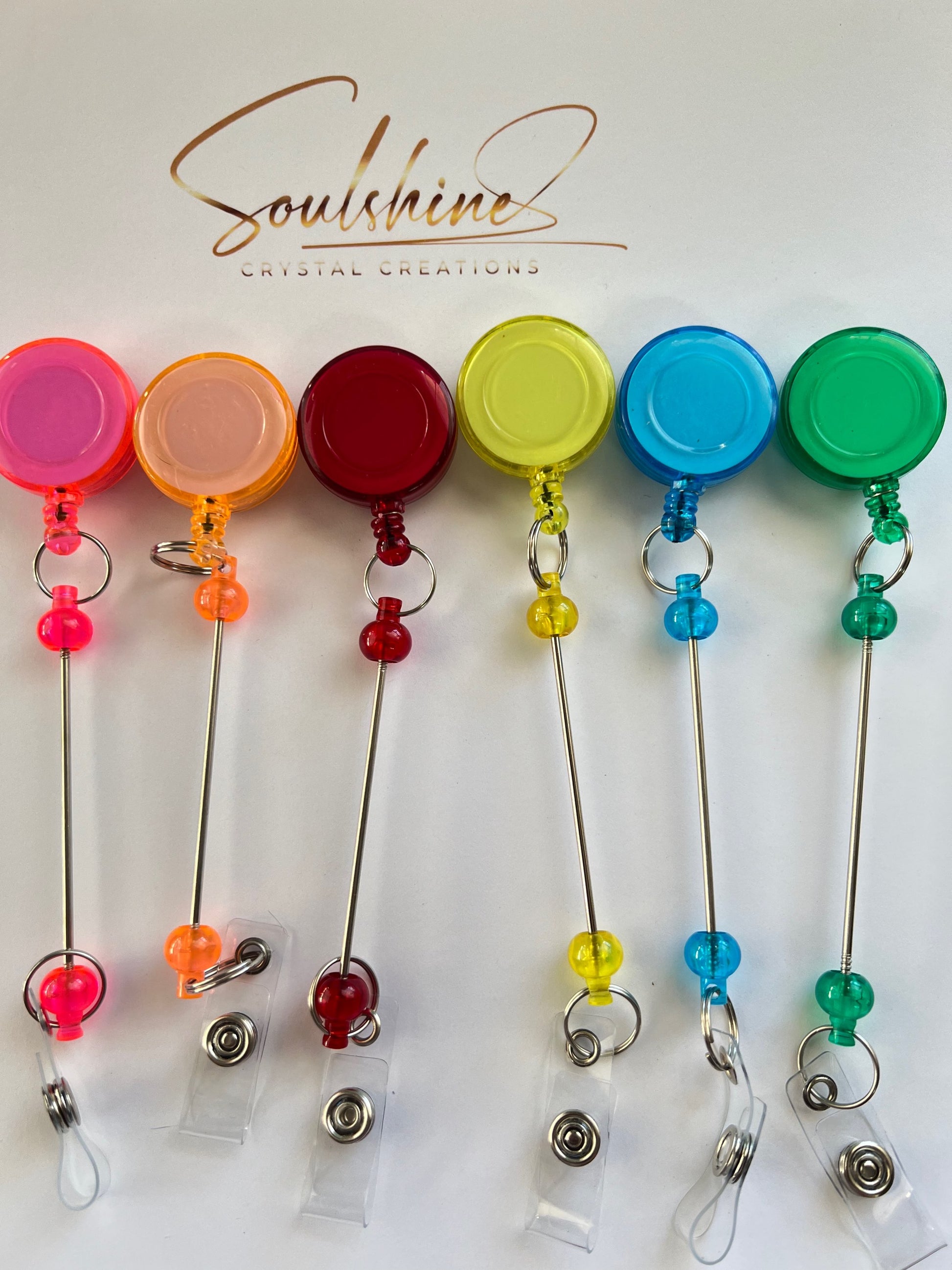 (1)PC- Choose your Color DIY Beadable ID Retractable Badge Reel Bar image 1