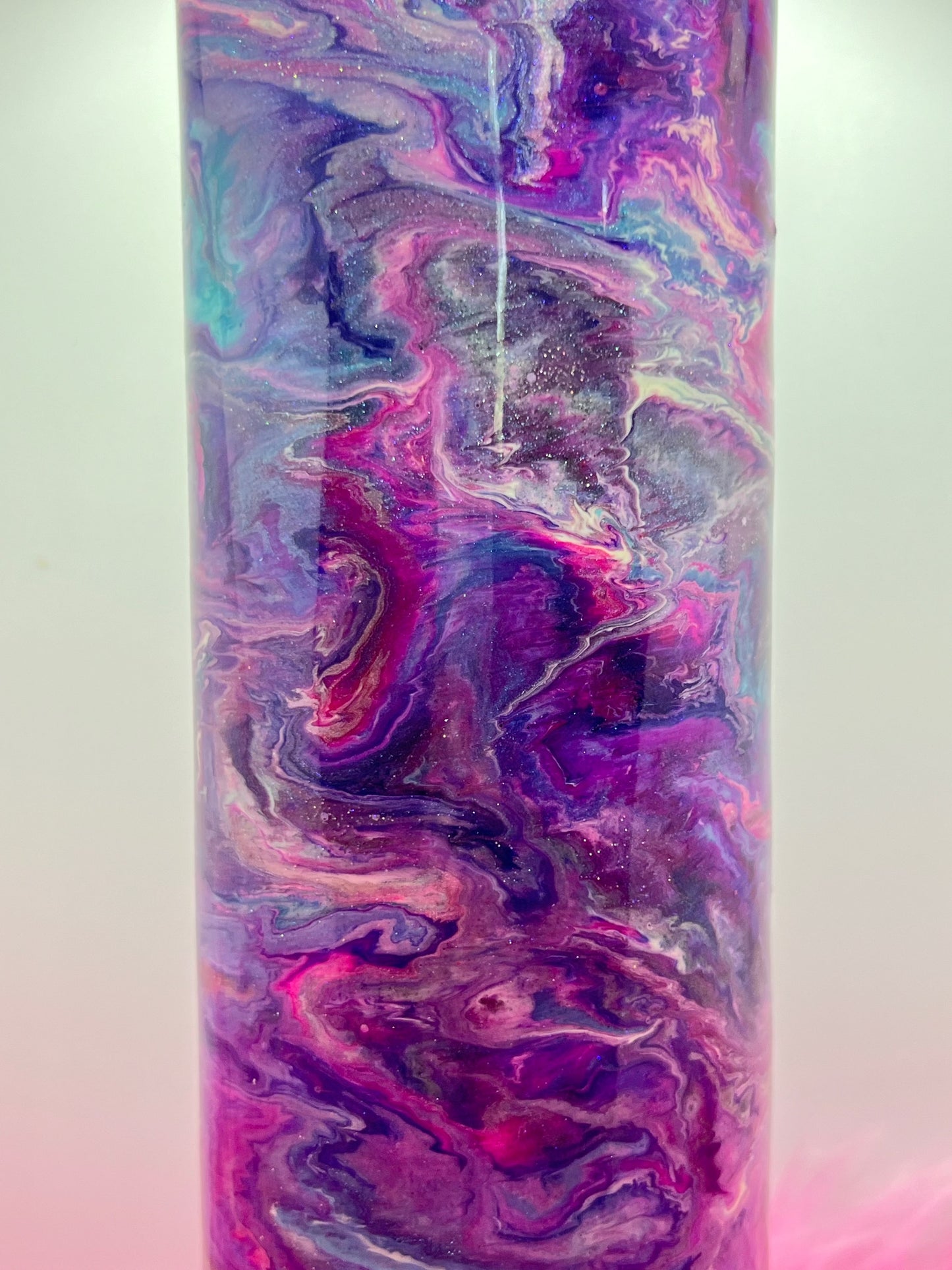 (1)- RTS 30oz Straight Pink/purple/teal/blue MILKY WAY ink/glitter Epoxy Tumbler image 5