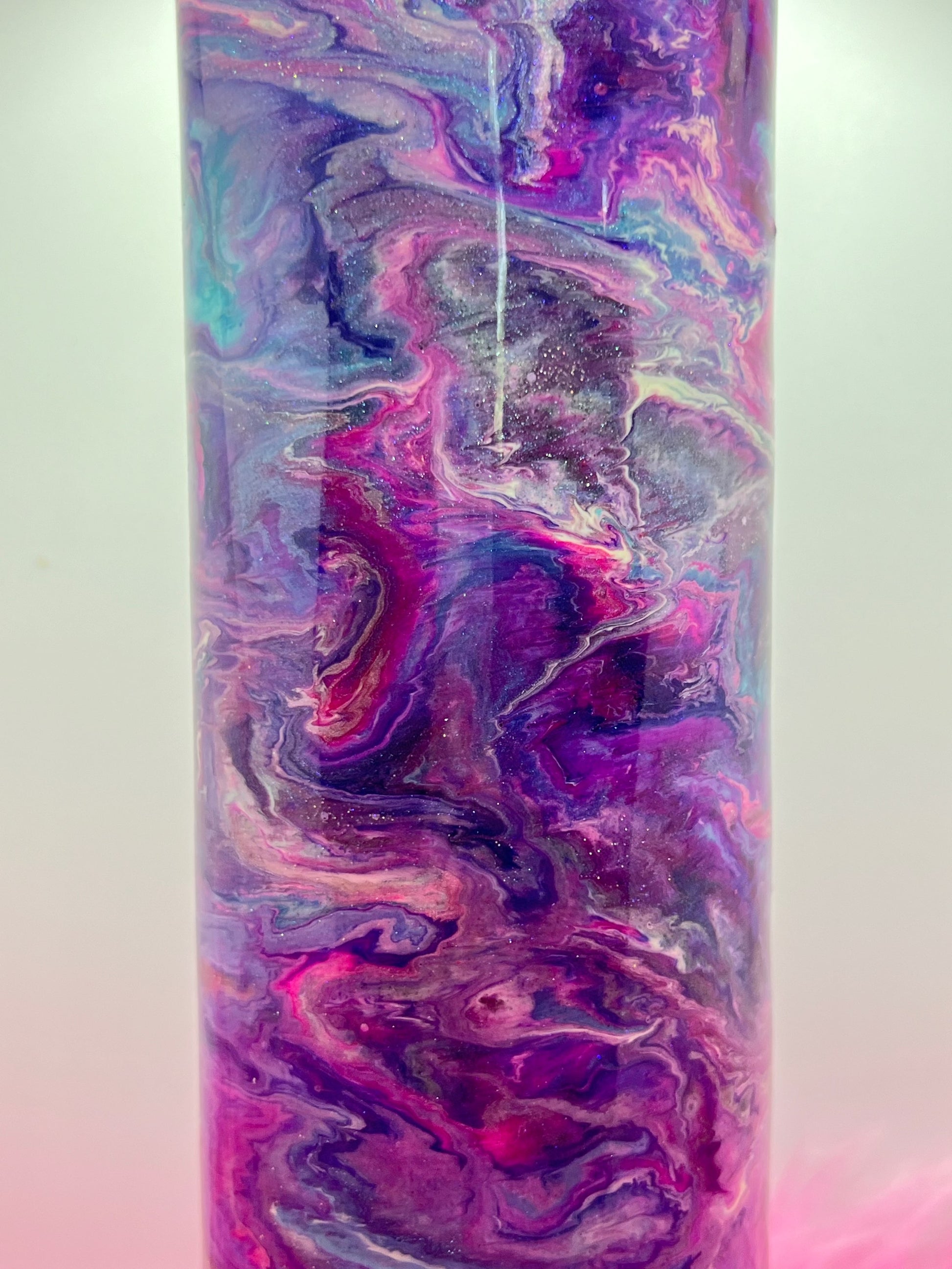 (1)- RTS 30oz Straight Pink/purple/teal/blue MILKY WAY ink/glitter Epoxy Tumbler image 5