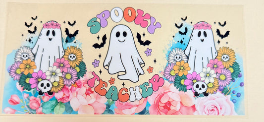 C450- (1PC) SPOOKY TEACHER 16OZ UV DTF Transfer Wrap/Sticker for Cup/Tumbler