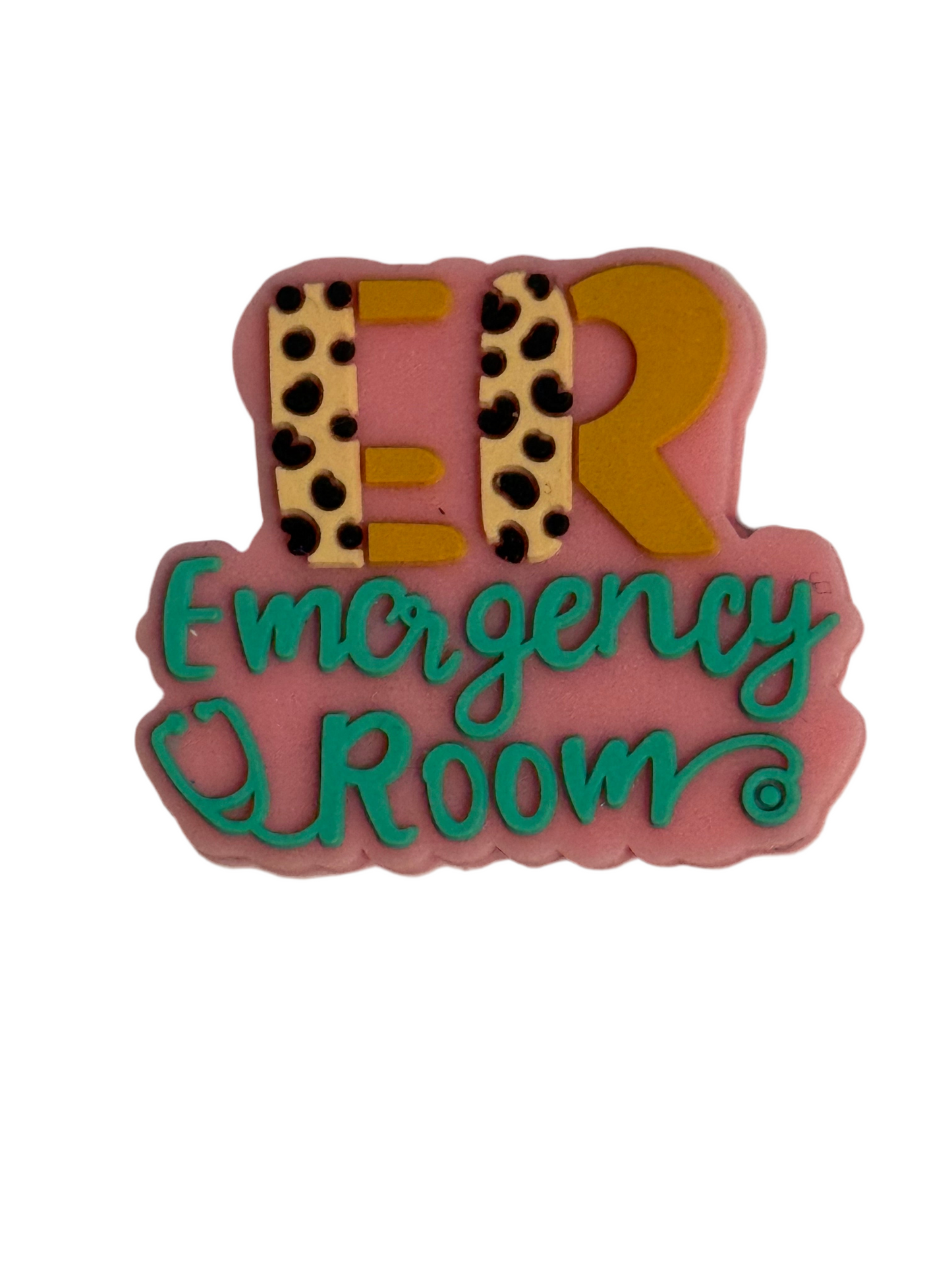 F/C11- (1)PC 1.2" ER- Emergency Room Focal Bead for DIY Keychains, Wristlets, Cup Charms, Car Charms ETC