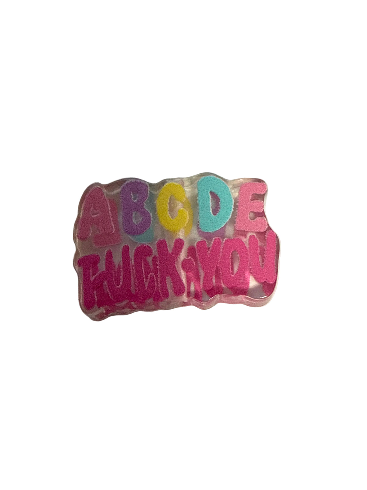 F/ACR77- (2)PCS 1" ABCDE  F*** YOU Acrylic Focal Bead for DIY Pens, Keychains, Wristlets, Cup Charms, Car Charms ETC