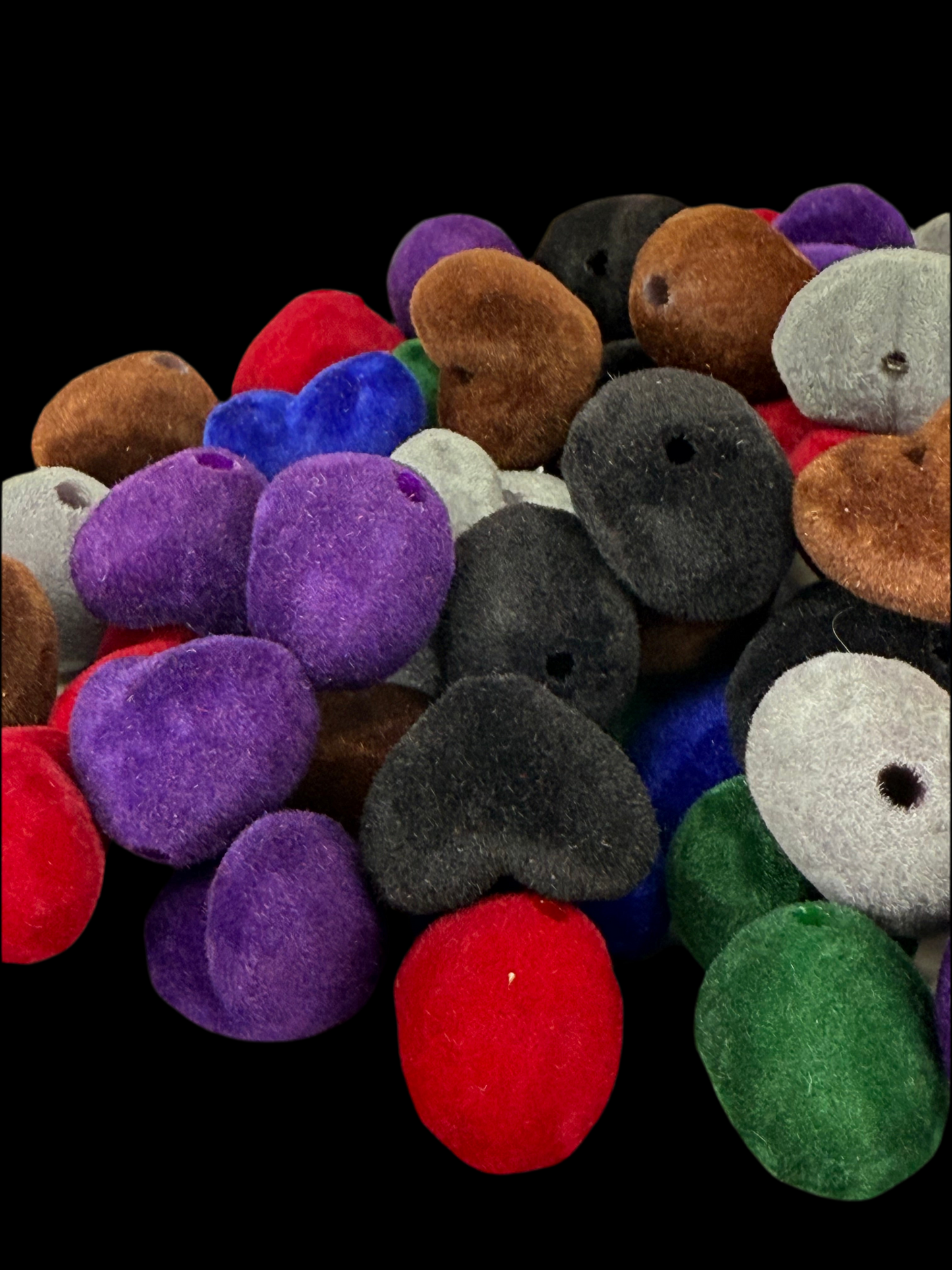 S1- (10PCS) 18mm Mixed Colors Fuzzy Flocked Velvet Soft Touch Heart Beads DIY