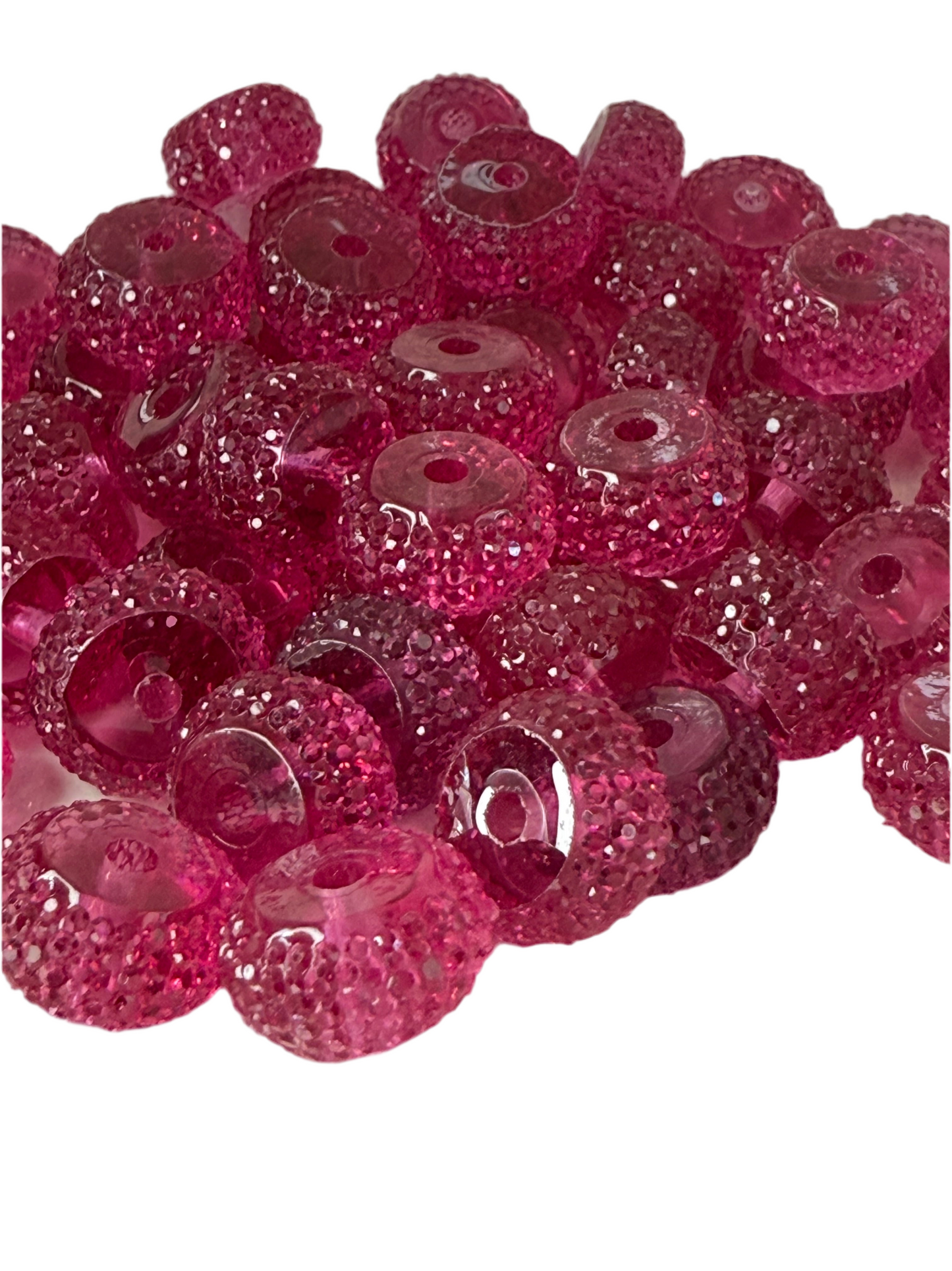 R70-(10PCS) 12mm JELLY CLEAR RASBERRY Round Rondelle Style Spacer Plastic/Acrylic Beads for DIY