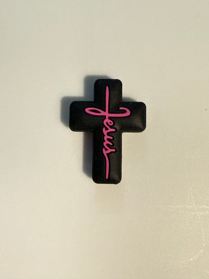 F/R17- (1)PC 1.2" Choose your color- Jesus Cross Focal Bead for DIY Keychains, Wristlets, Cup Charms, Car Charms ETC
