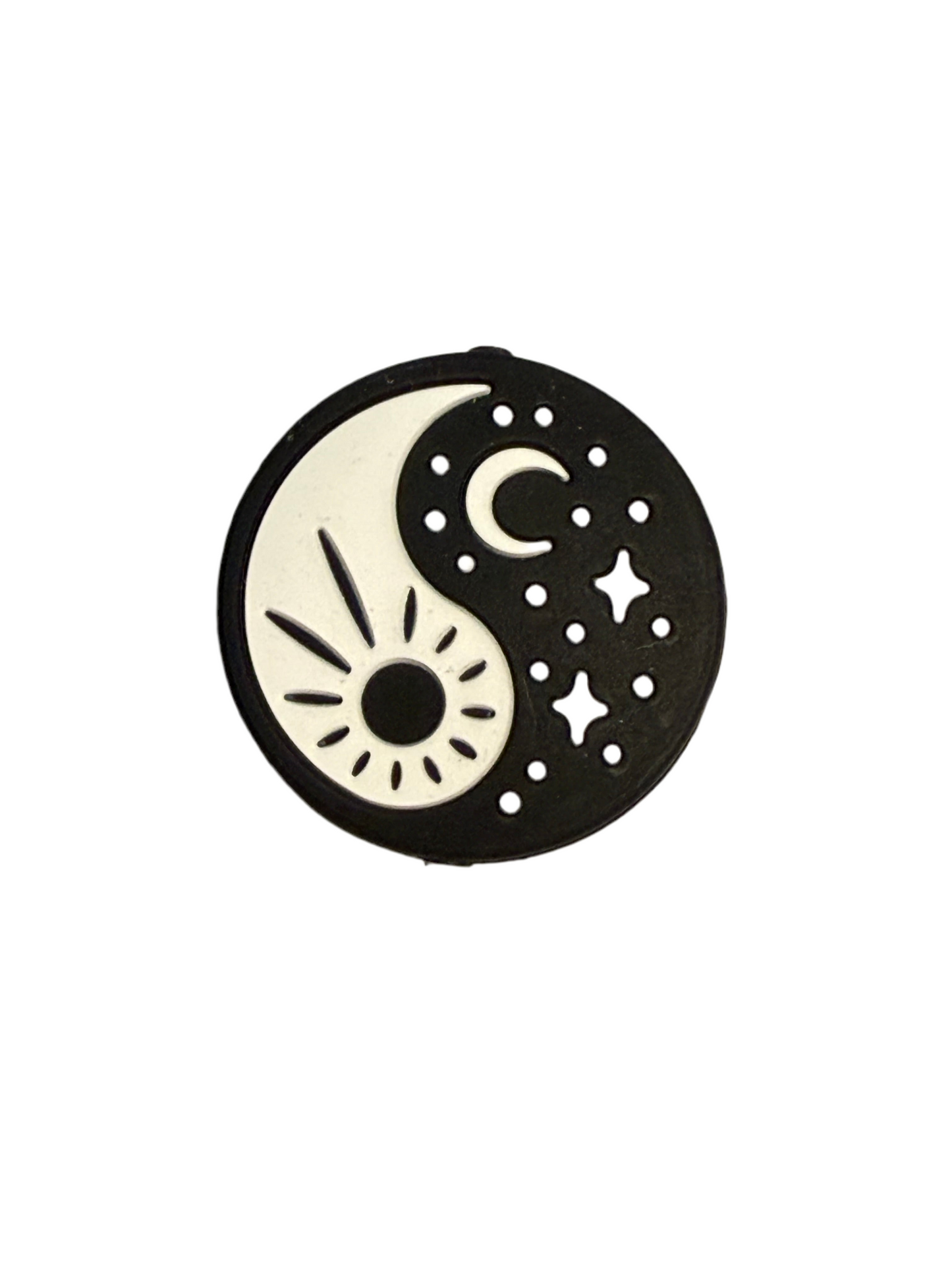 F/S18- (1)PC 1.1" Round Ying Yang Sun/Moon/Stars Focal Bead for DIY Keychains, Wristlets, Cup Charms, Car Charms ETC