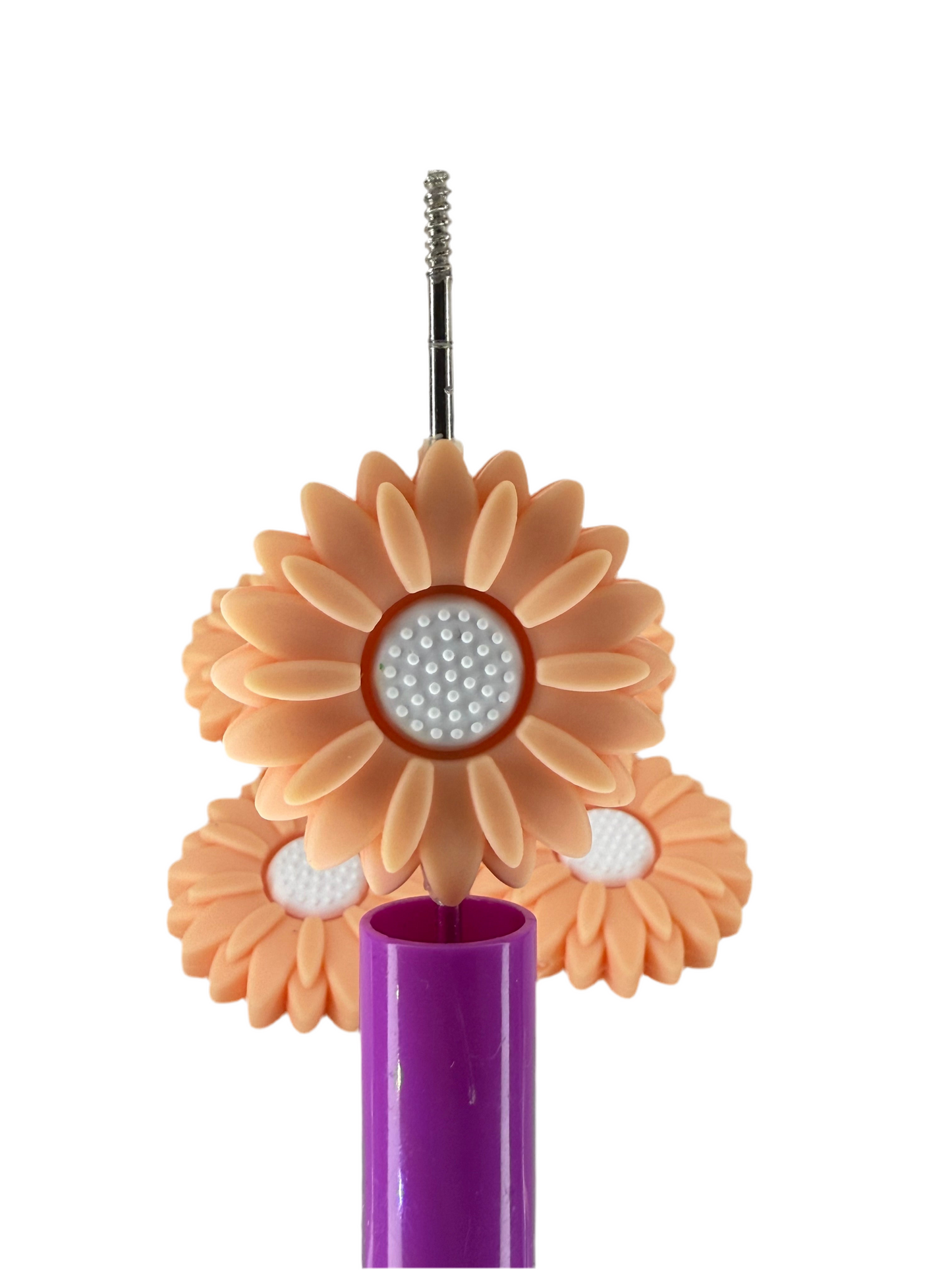 F2- (1)PC 1.2" Large Size Peach/White Daisy Flower Focal Bead for DIY Keychains, Wristlets, Cup Charms, Car Charms ETC