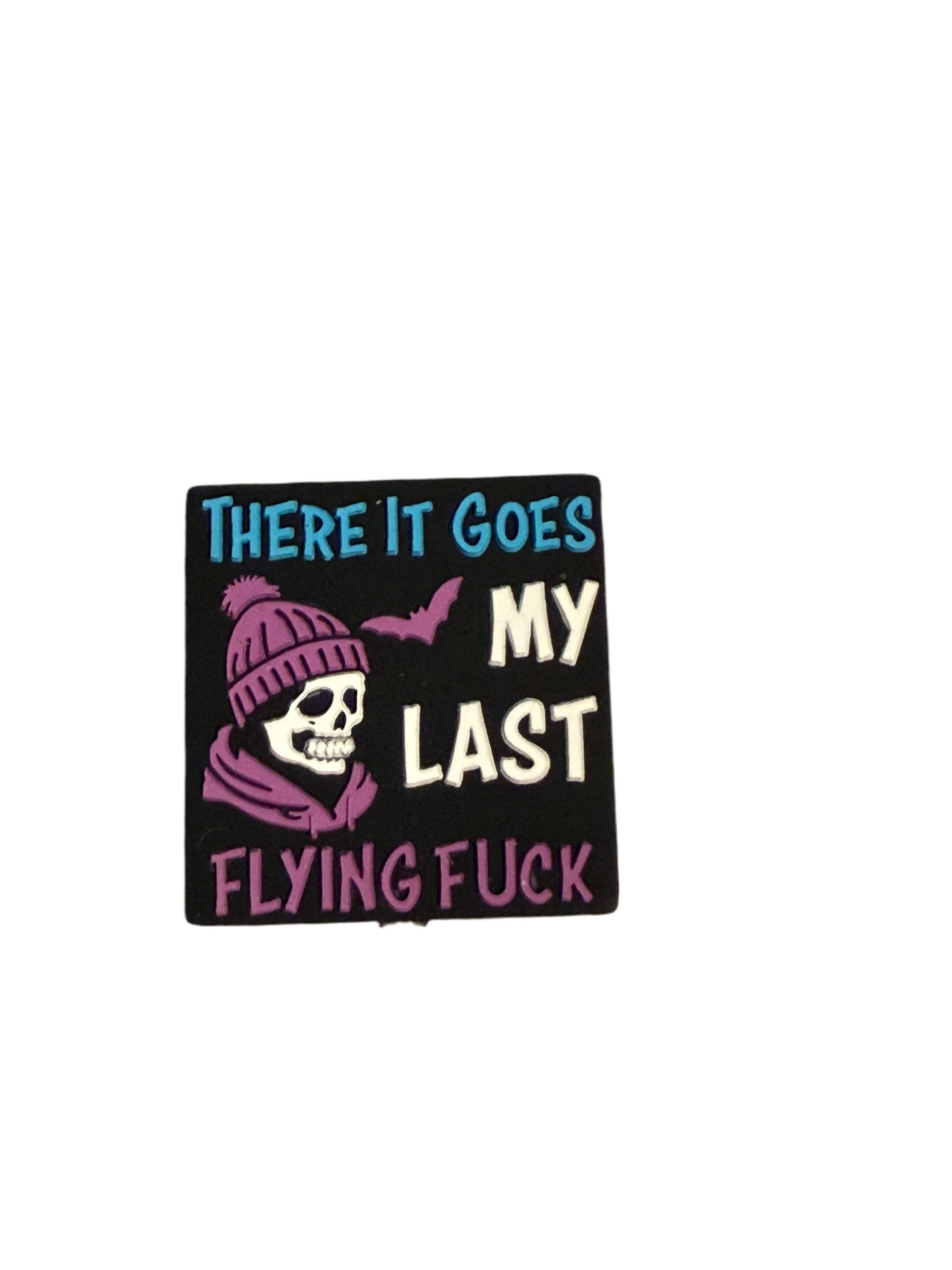F/S1- (1)PC 1.1" There it goes MY LAST FLYING FU*K W/Skeleton/Bat Focal Bead for DIY Keychains, Wristlets, Cup Charms, Car Charms ETC