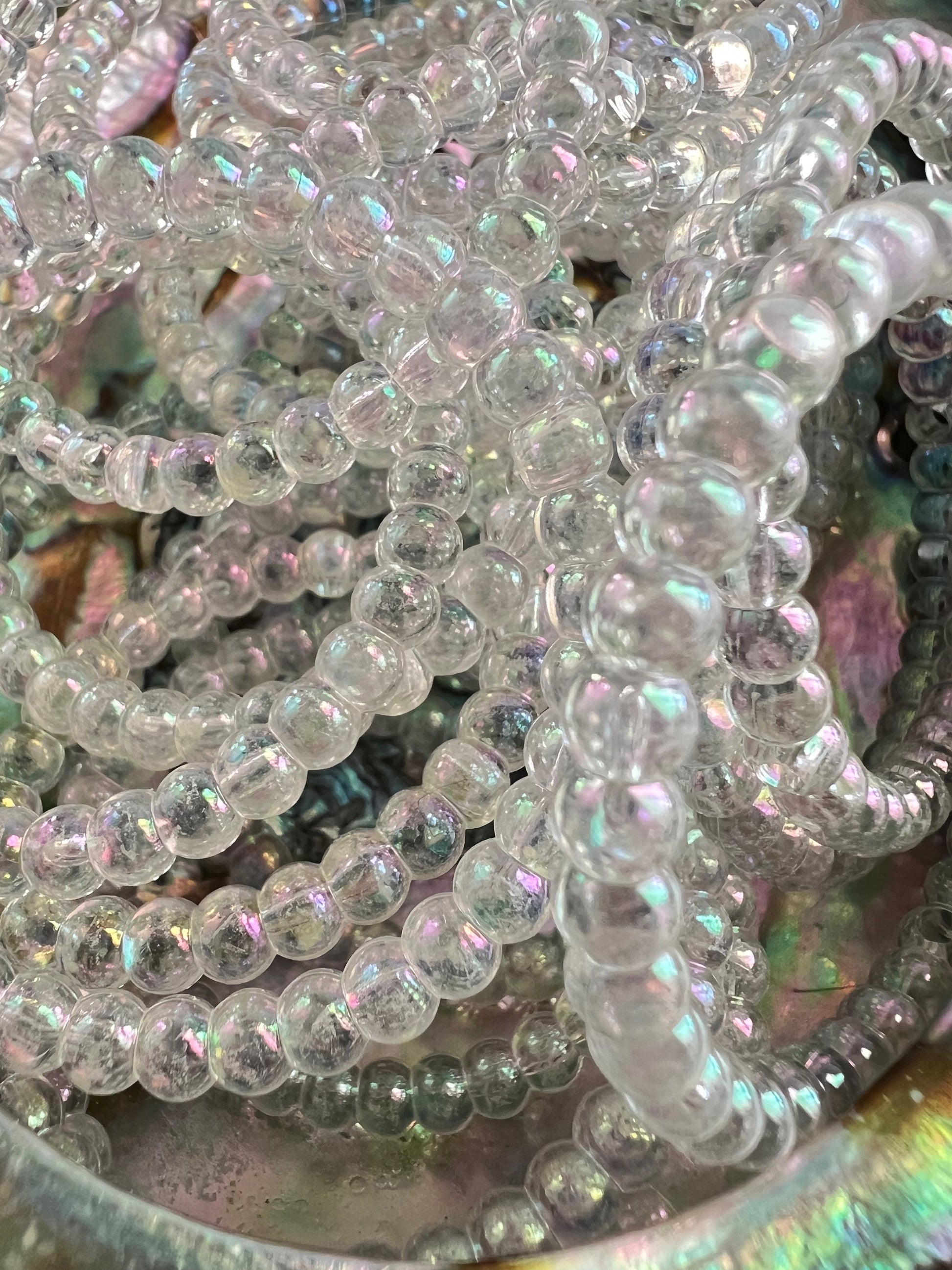 5PCS- 47mm Acrylic Clear AB Glitter AURA Bubble Round Shaped Frames image 1