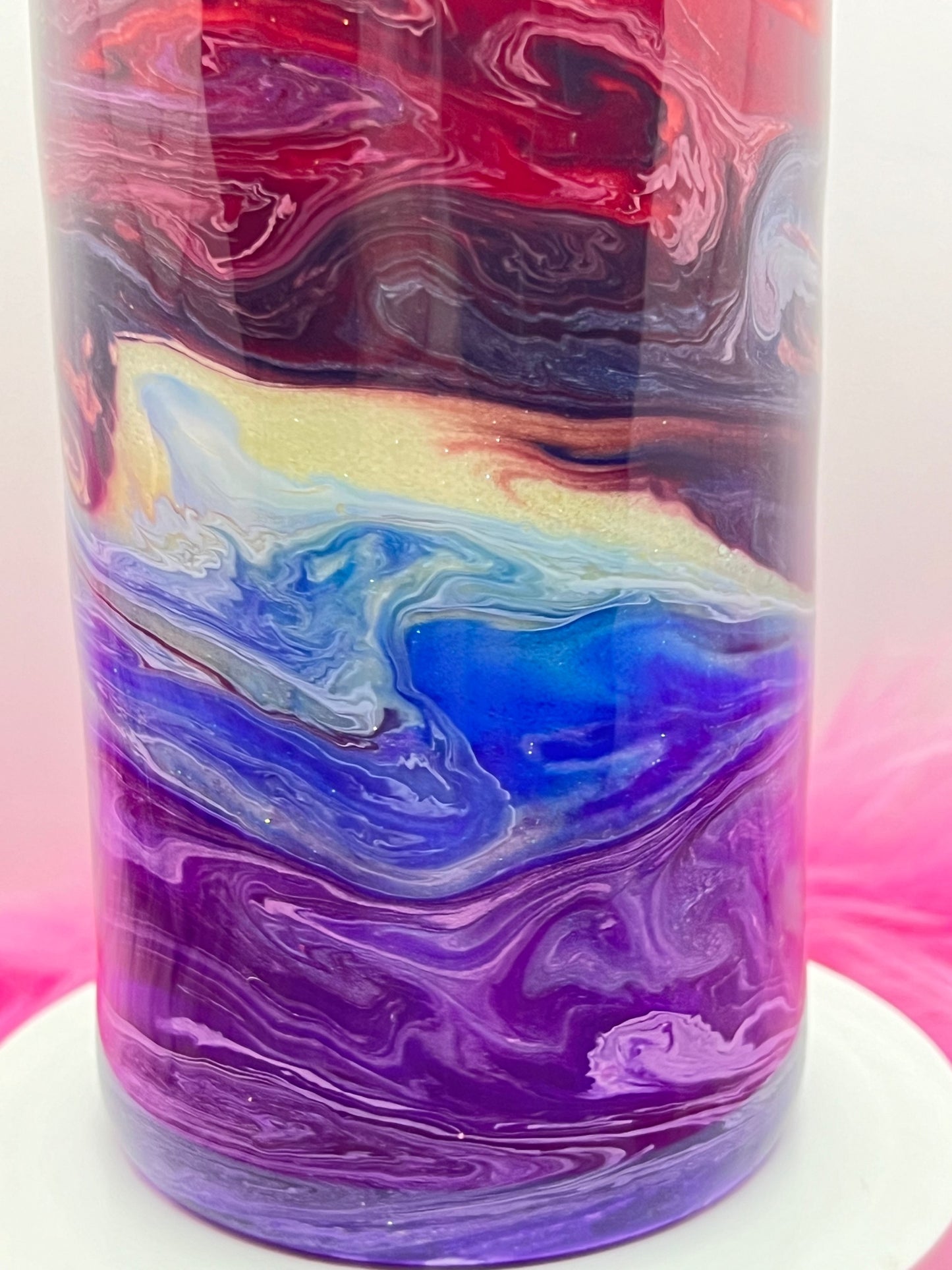 (1)- RTS 30oz Straight Pink/purple/red/blue MILKY WAY ink/glitter Epoxy Tumbler image 4