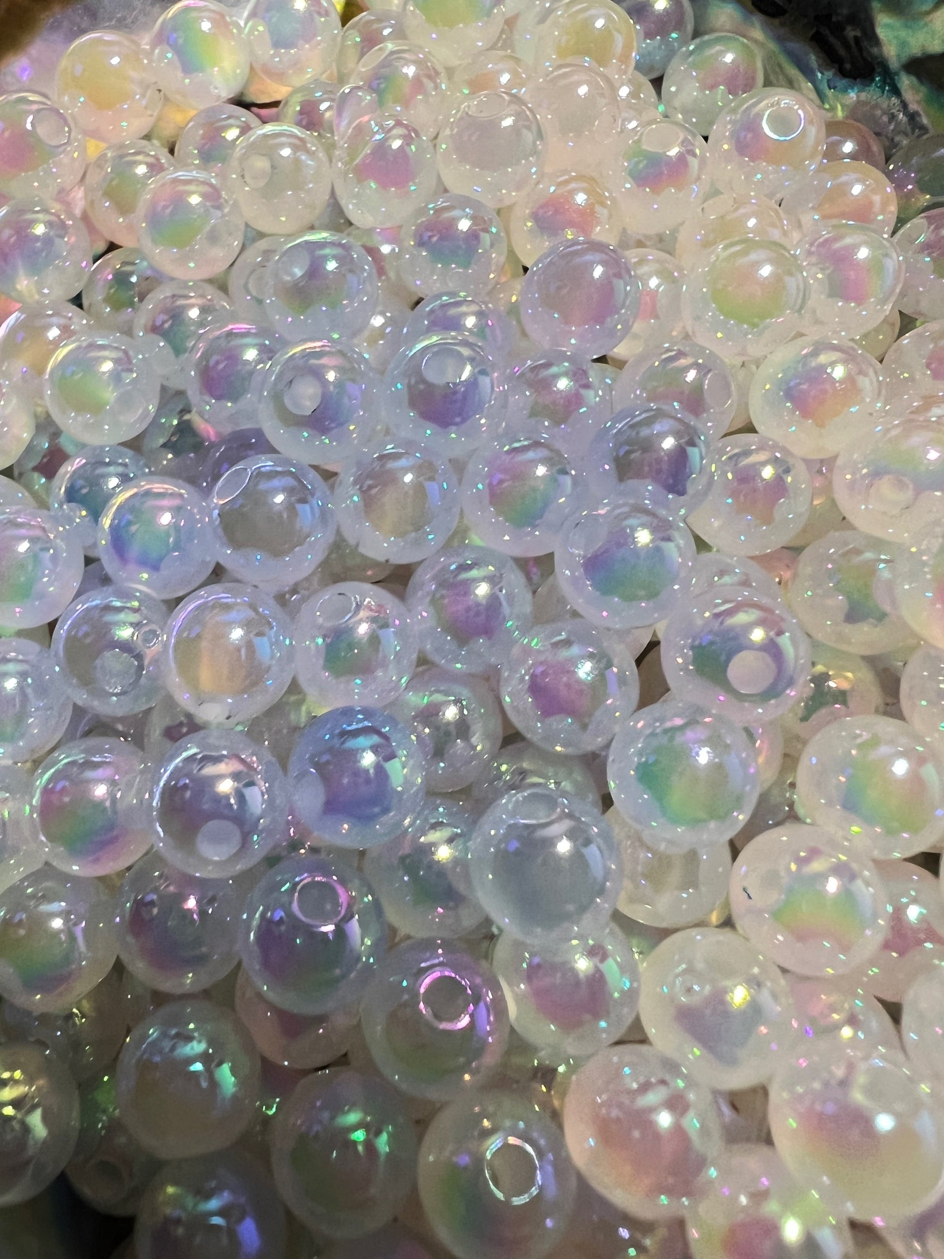 10 PCS- 8mm COLOR CHANGE Small Round UVAB Clear Iridescent Rainbow Acrylic Beads image 3