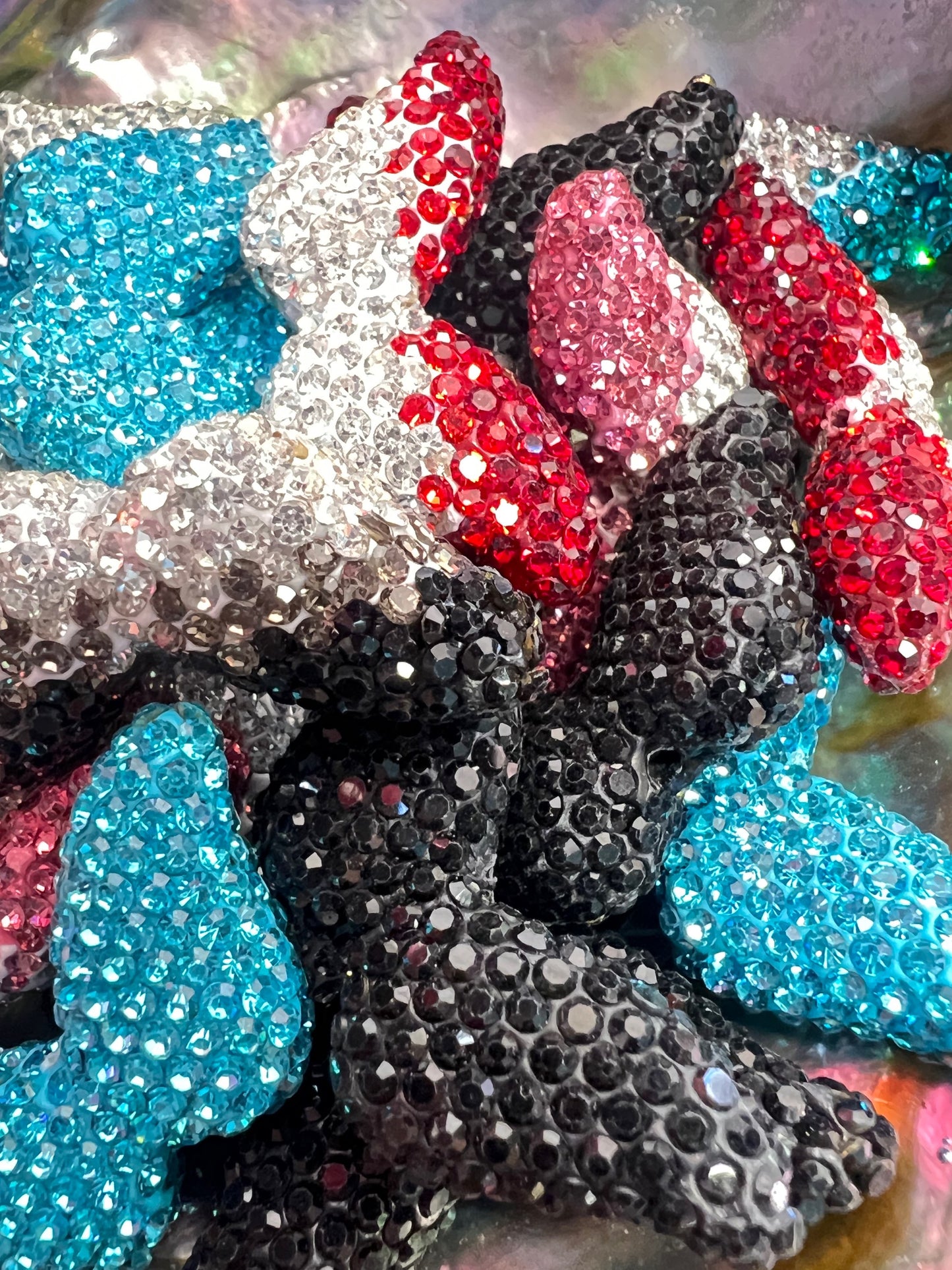 (1)PC- Choose Your Color High Quality Clay Rhinestone Angel Wings Bead image 1