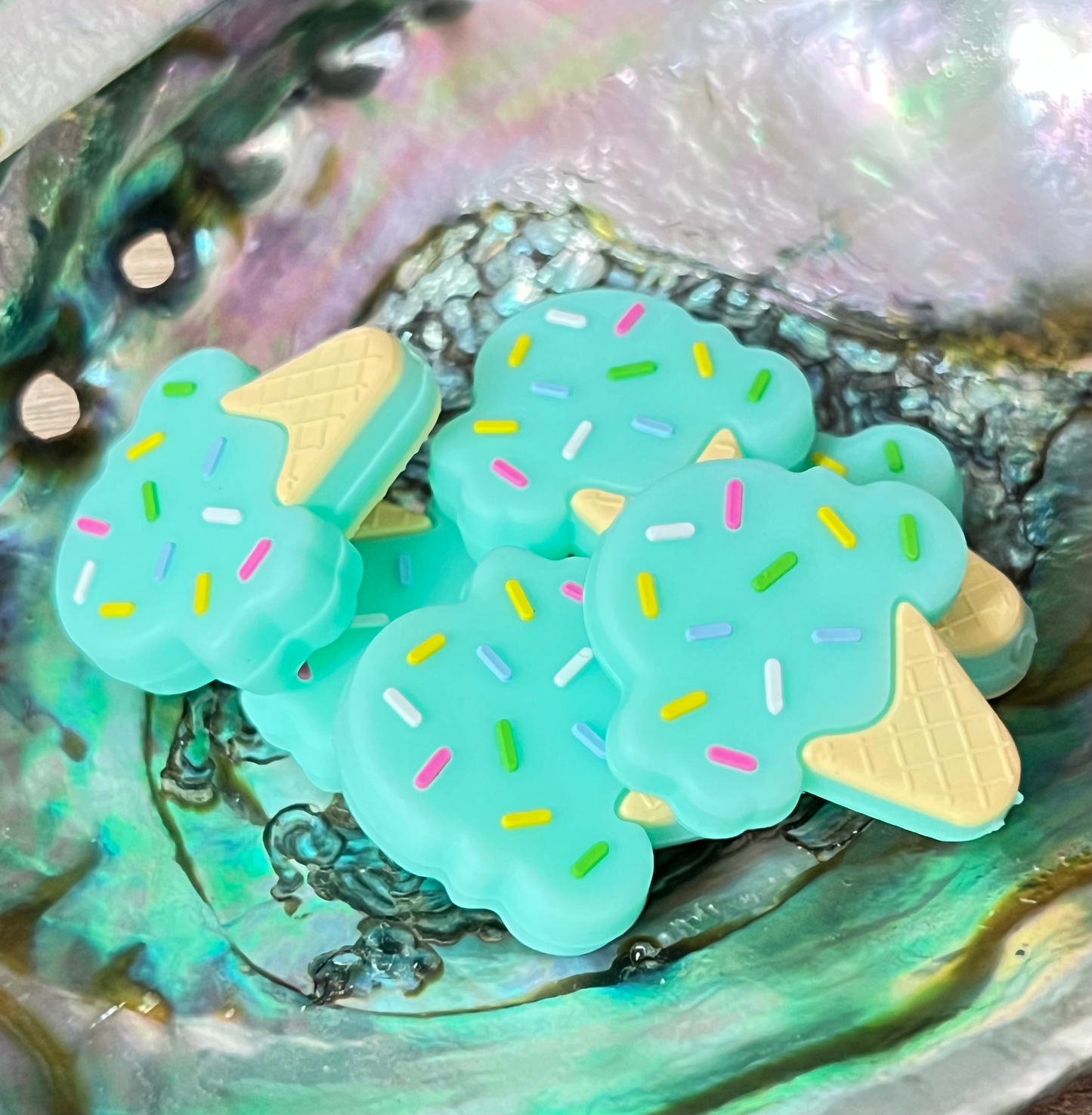 (1)PC- Choose Your Color Sprinkled Ice Cream Cone Focal Bead image 4