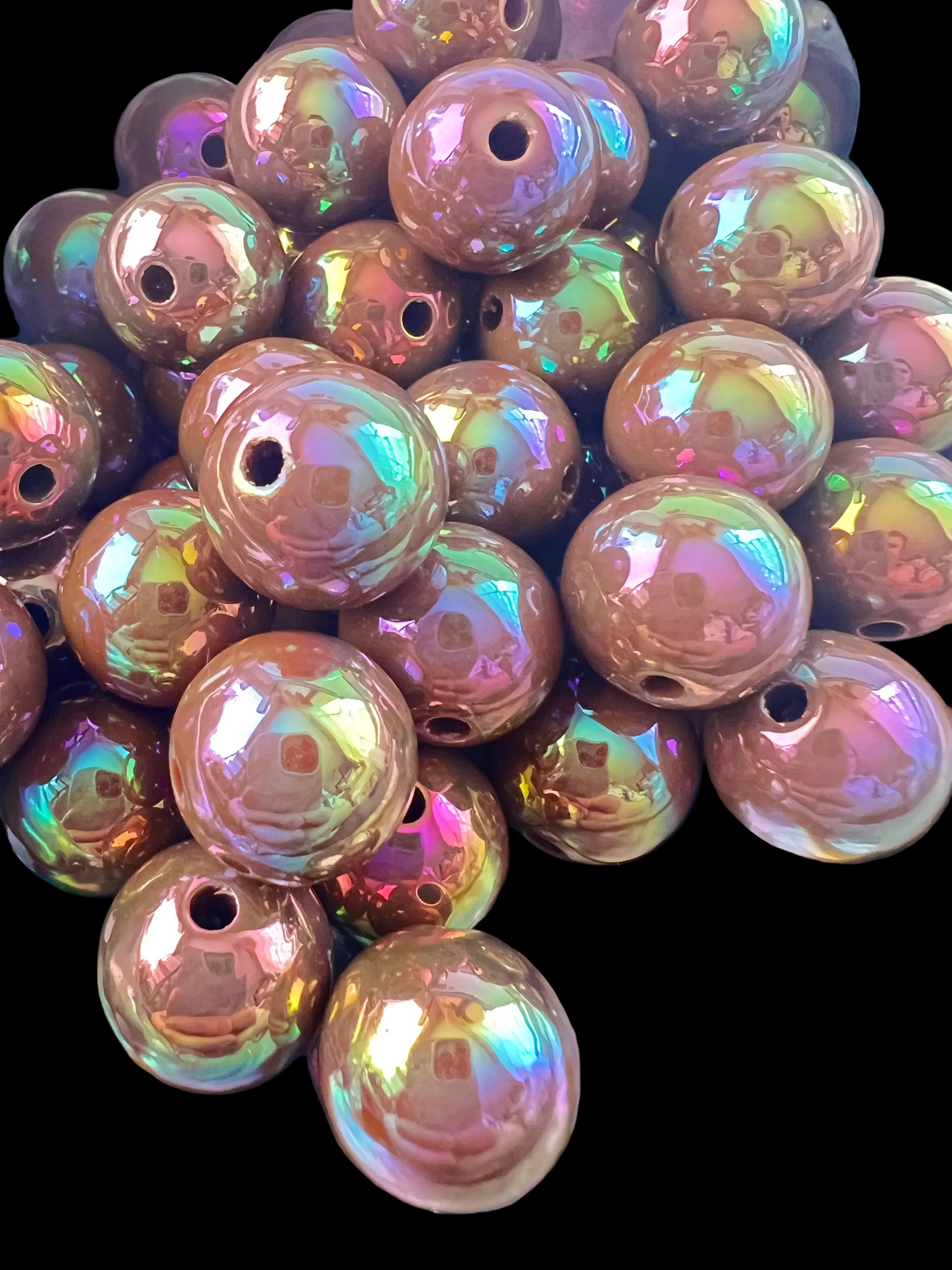 10 PCS- 15mm UVAB Brown/Coffee Round Acrylic Beads image 0