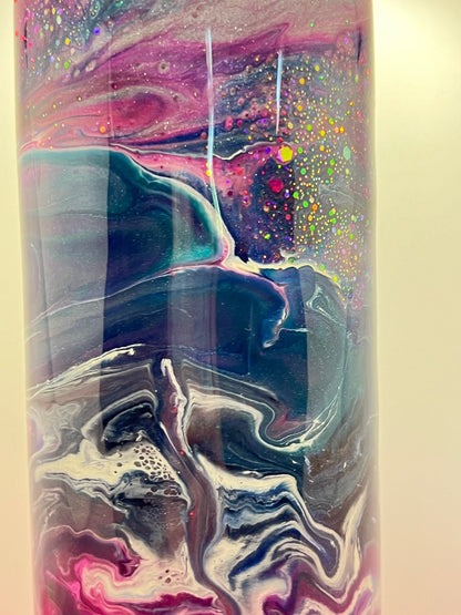 (1)- RTS 30oz Straight Pink/purple/teal/blue MILKY WAY ink/glitter Epoxy Tumbler image 4