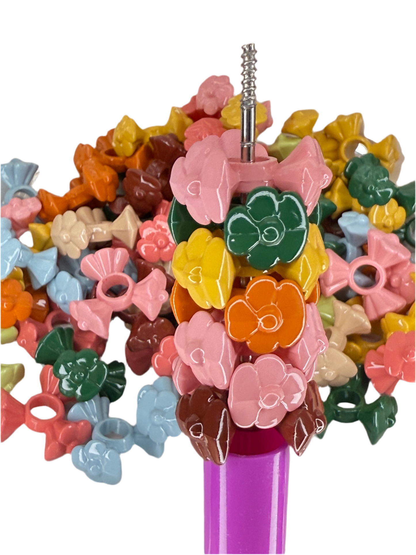 R94-(10PCS) 19mm Multi Color Round Flower Spacer Plastic Beads for DIY