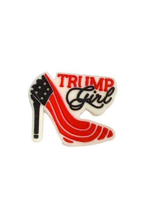 F/C61- (1)PC 1.1" TR*MP Girl W/Red Star/Stripe High Heel Focal Bead for DIY Keychains, Wristlets, Cup Charms, Car Charms ETC