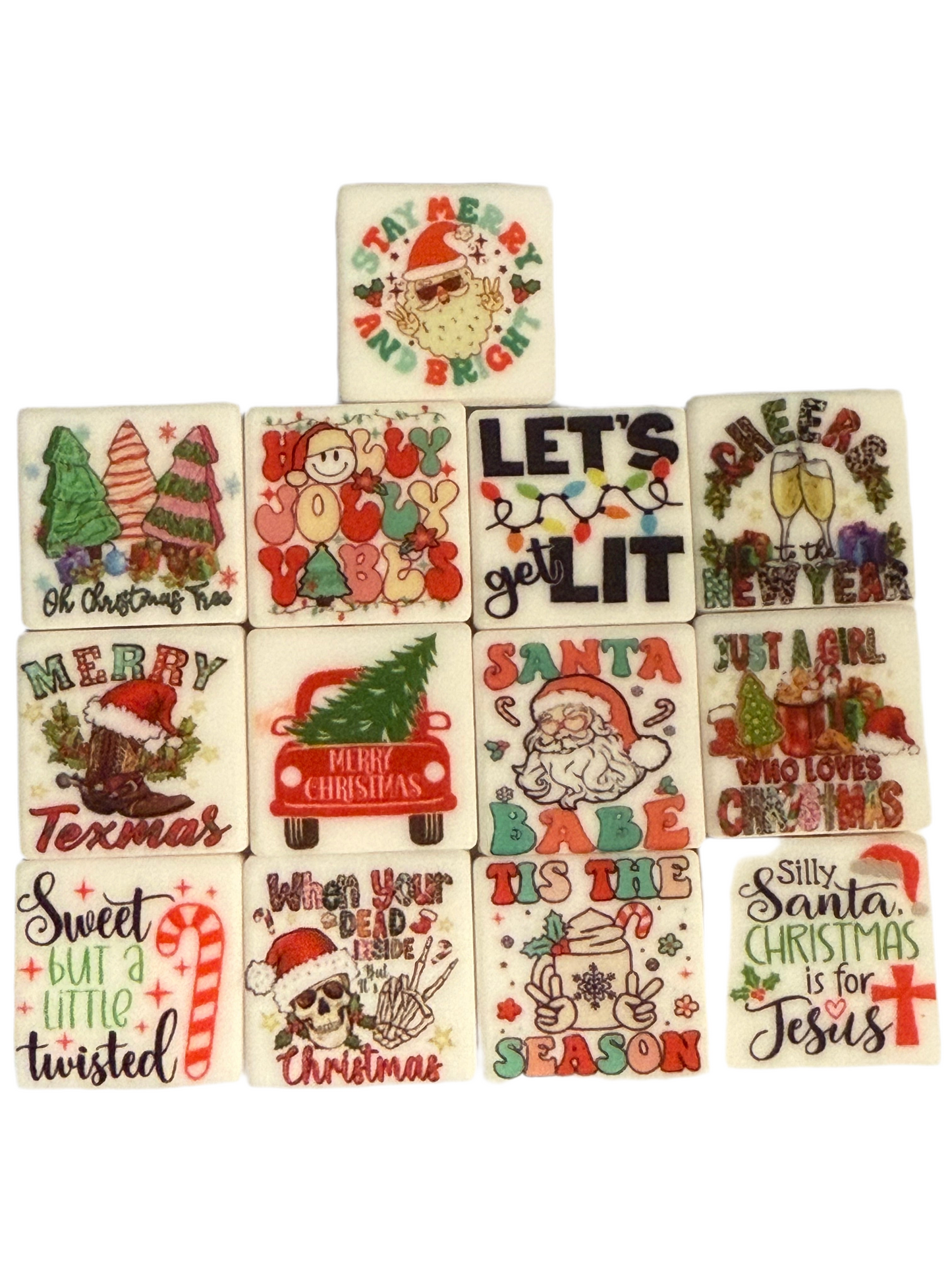 F/CHR8 (1)PC 1" Choose Your Style Christmas Quotes Focal Bead for DIY Keychains, Wristlets, Cup Charms, Car Charms ETC