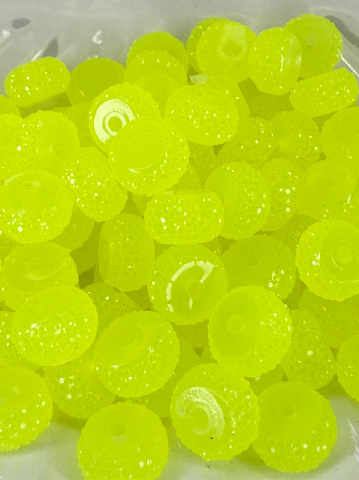 R56- (10PCS) 12mm NEON YELLOW Round Rondelle Style Spacer Plastic/Acrylic Beads for DIY